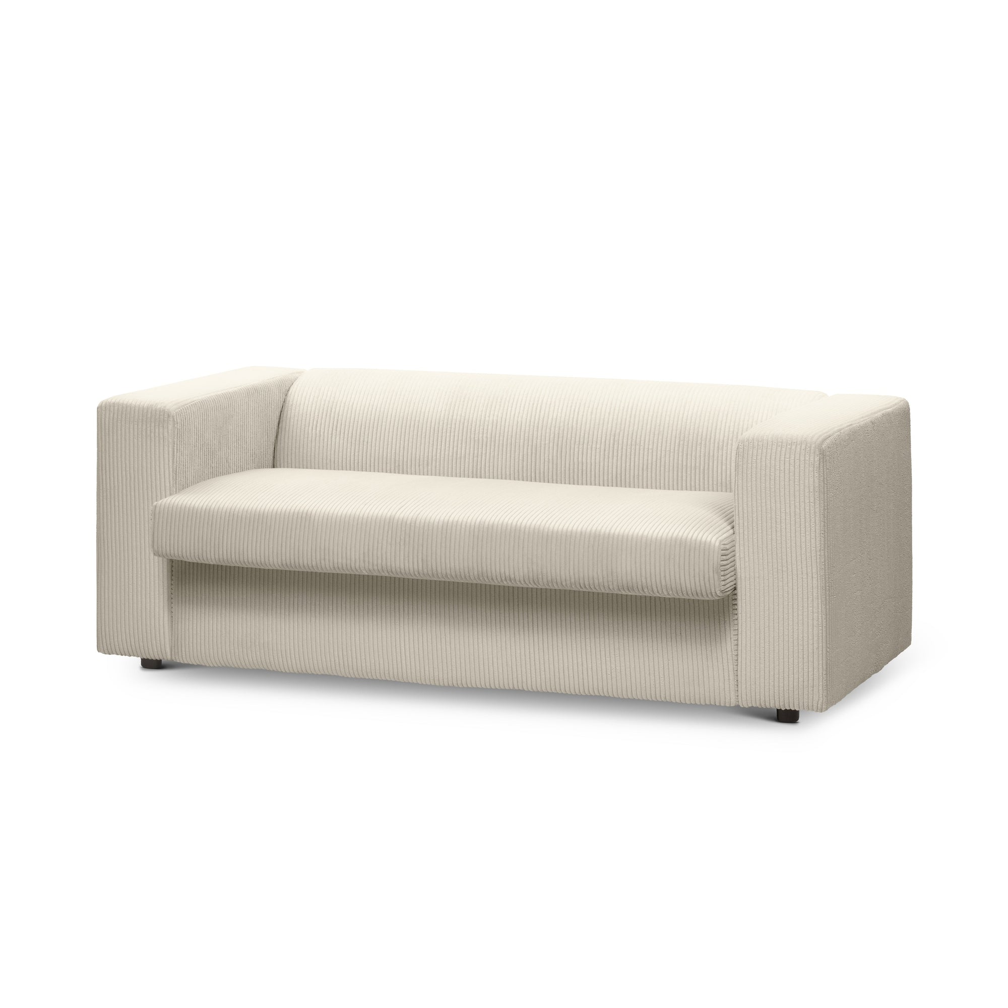 Sofa 2-osobowa z funkcją spania 174 cm – kompaktowa, sztruksowa, nowoczesna | July Kość Słoniowa (POSO 105)