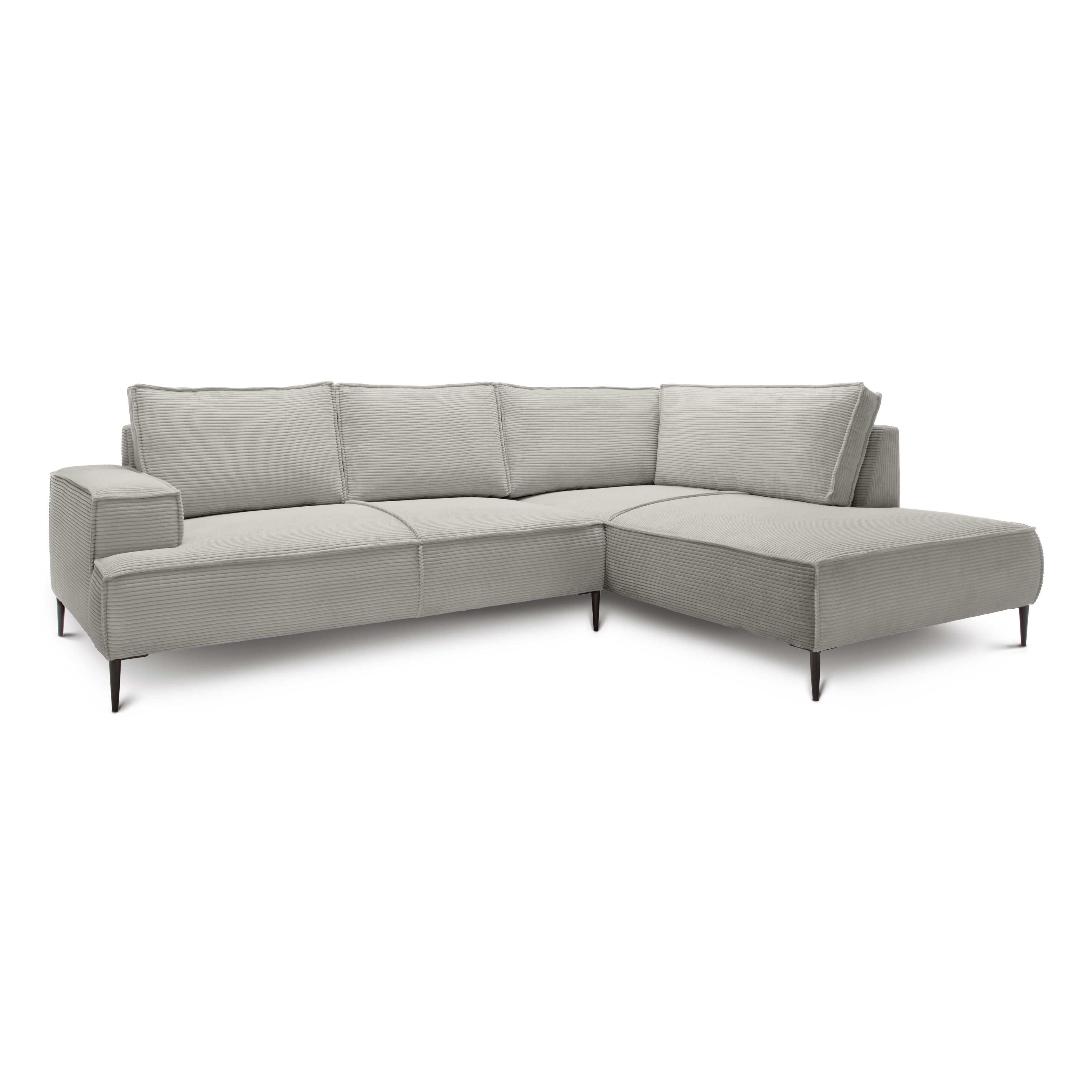 Narożnik 4-osobowy 275 cm – POSO, pianka T35, stelaż drewniany | May Popielata Biel (POSO 110) Prawostronny