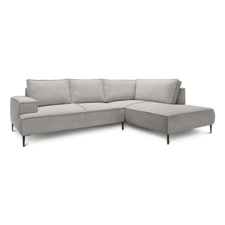 Narożnik 4-osobowy 275 cm – POSO, pianka T35, stelaż drewniany | May Popielata Biel (POSO 110) Prawostronny