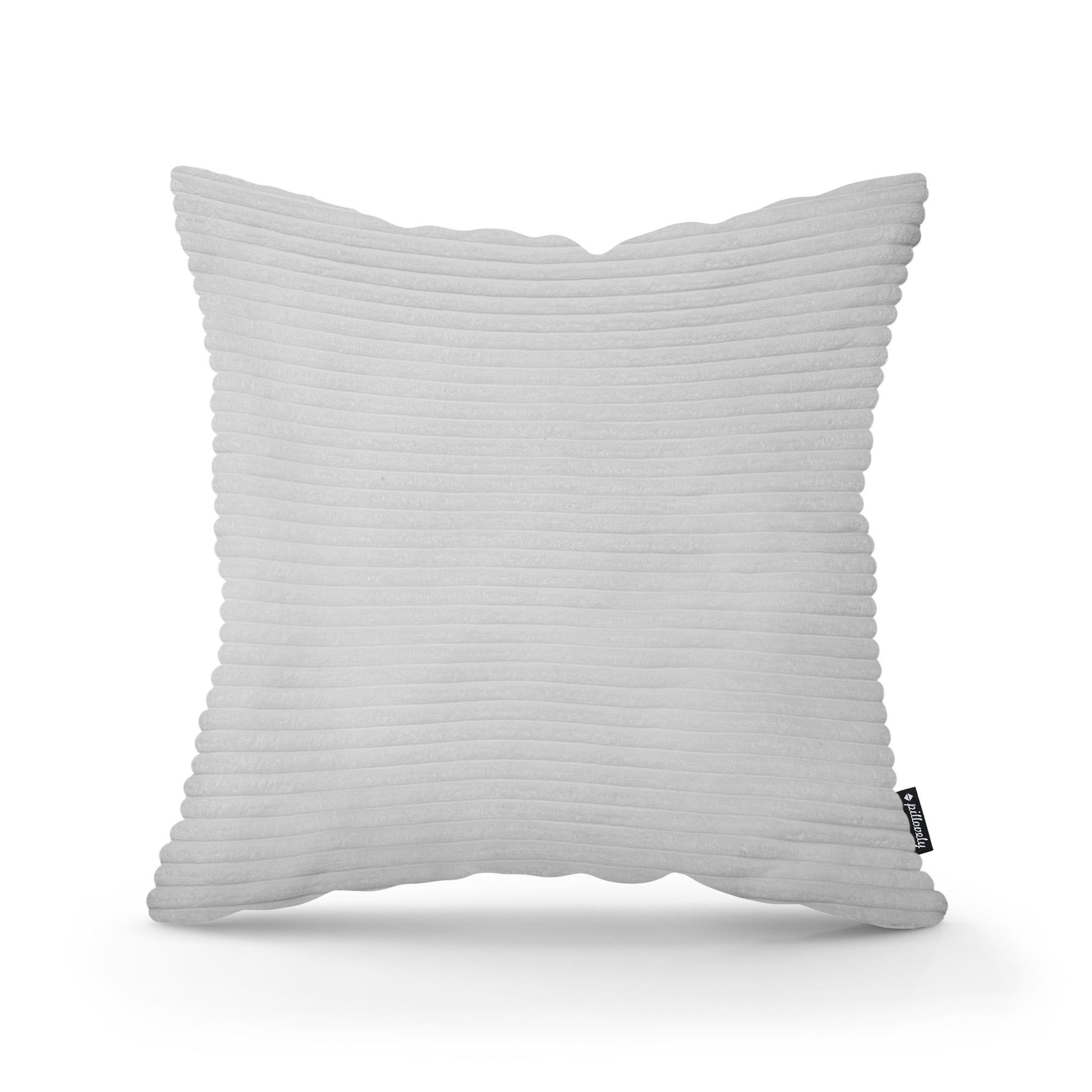 Poduszka dekoracyjna 45×45 cm w stylu scandi i boho – wyraziste prążki | Szeroki Sztruks Popielata Biel (POSO 110)