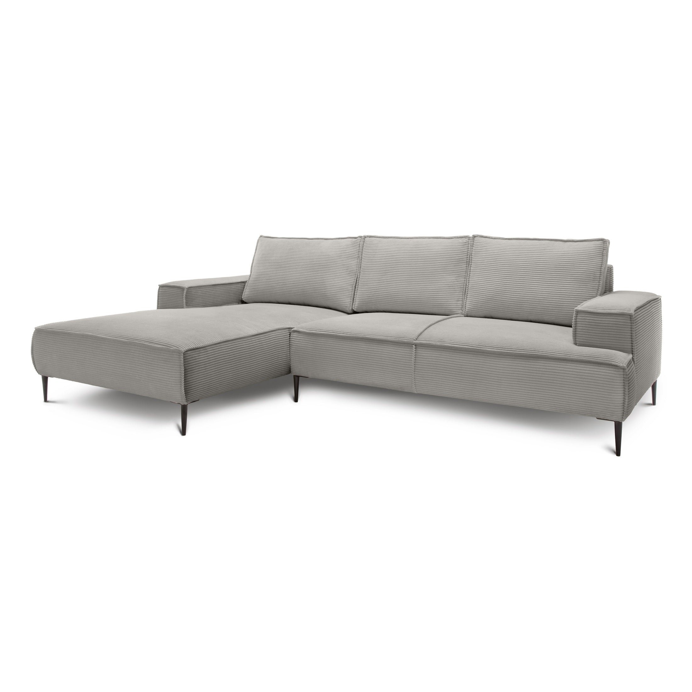Narożnik 3-osobowy 275 cm w stylu modern classic | May Popielata Biel (POSO 110) Lewostronny