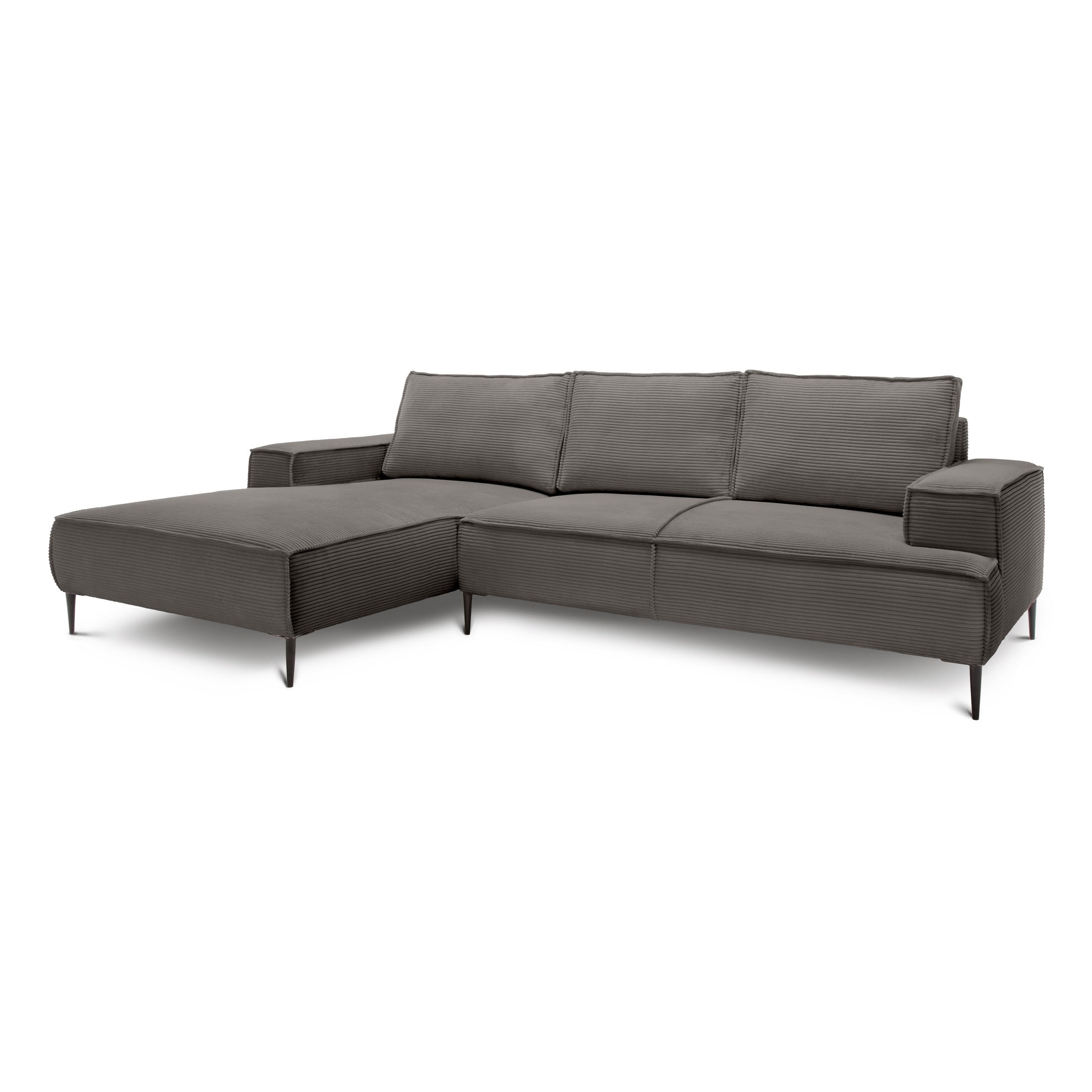 Narożnik 3-osobowy 275 cm w stylu modern classic | May Brązowy Grafit (POSO 120) Lewostronny