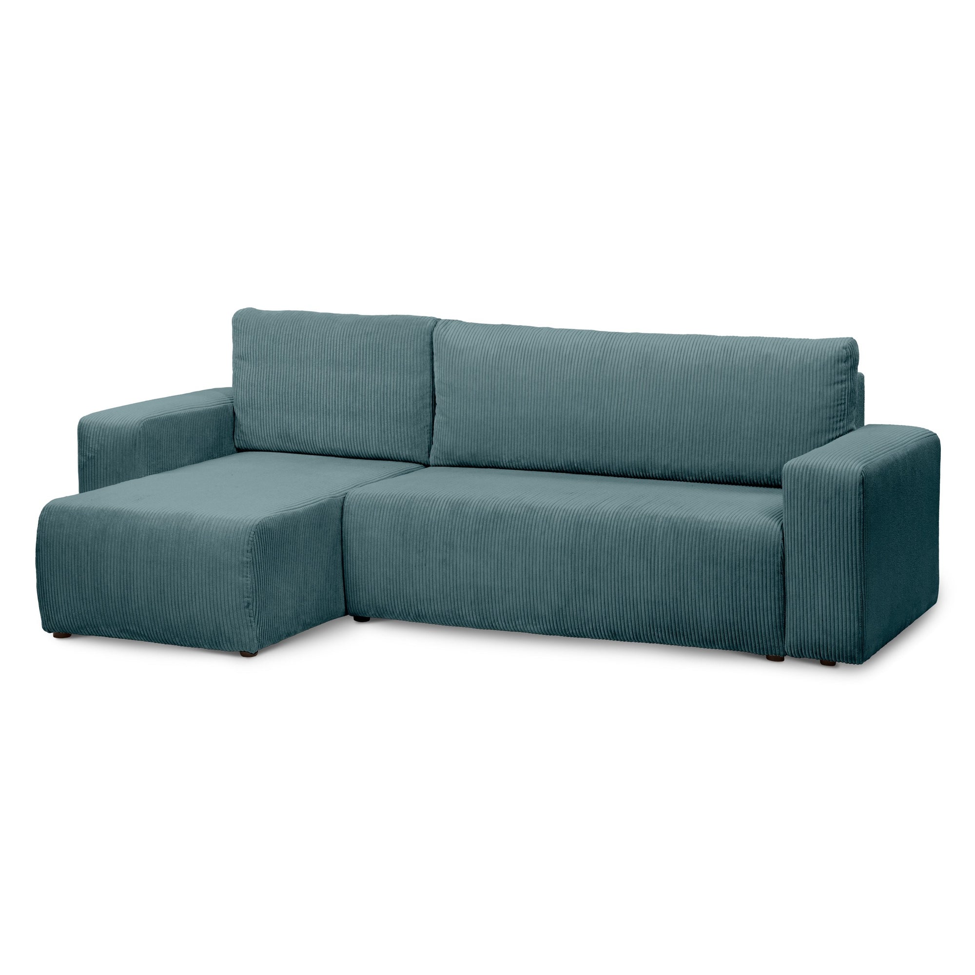 Narożnik uniwersalny z funkcją spania 3-osobowy 200x142–154 w stylu loft – sztruks POSO, pojemnik na pościel, mechanizm DL | Kingi Głęboki Grafit (POSO 125) Uniwersalny