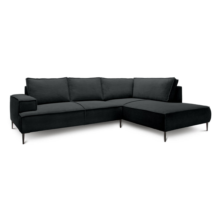 Narożnik 4-osobowy 275 cm – POSO, pianka T35, stelaż drewniany | May Węgiel (POSO 135) Prawostronny