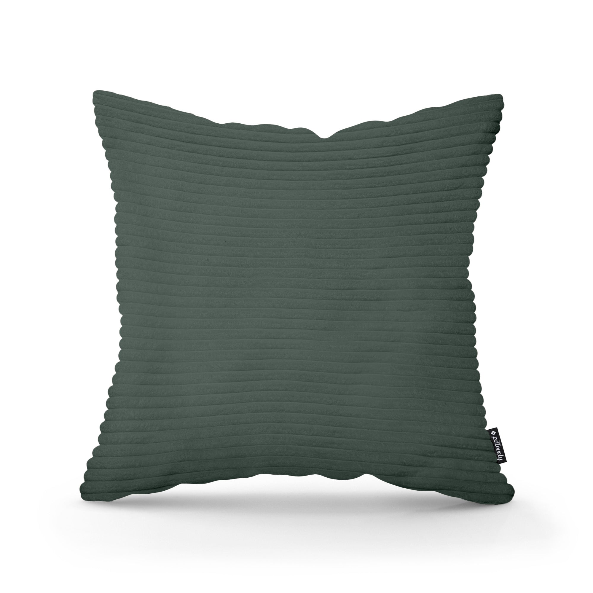 Poduszka dekoracyjna 45×45 cm w stylu scandi i boho – wyraziste prążki | Szeroki Sztruks Leśna Zieleń (POSO 14)