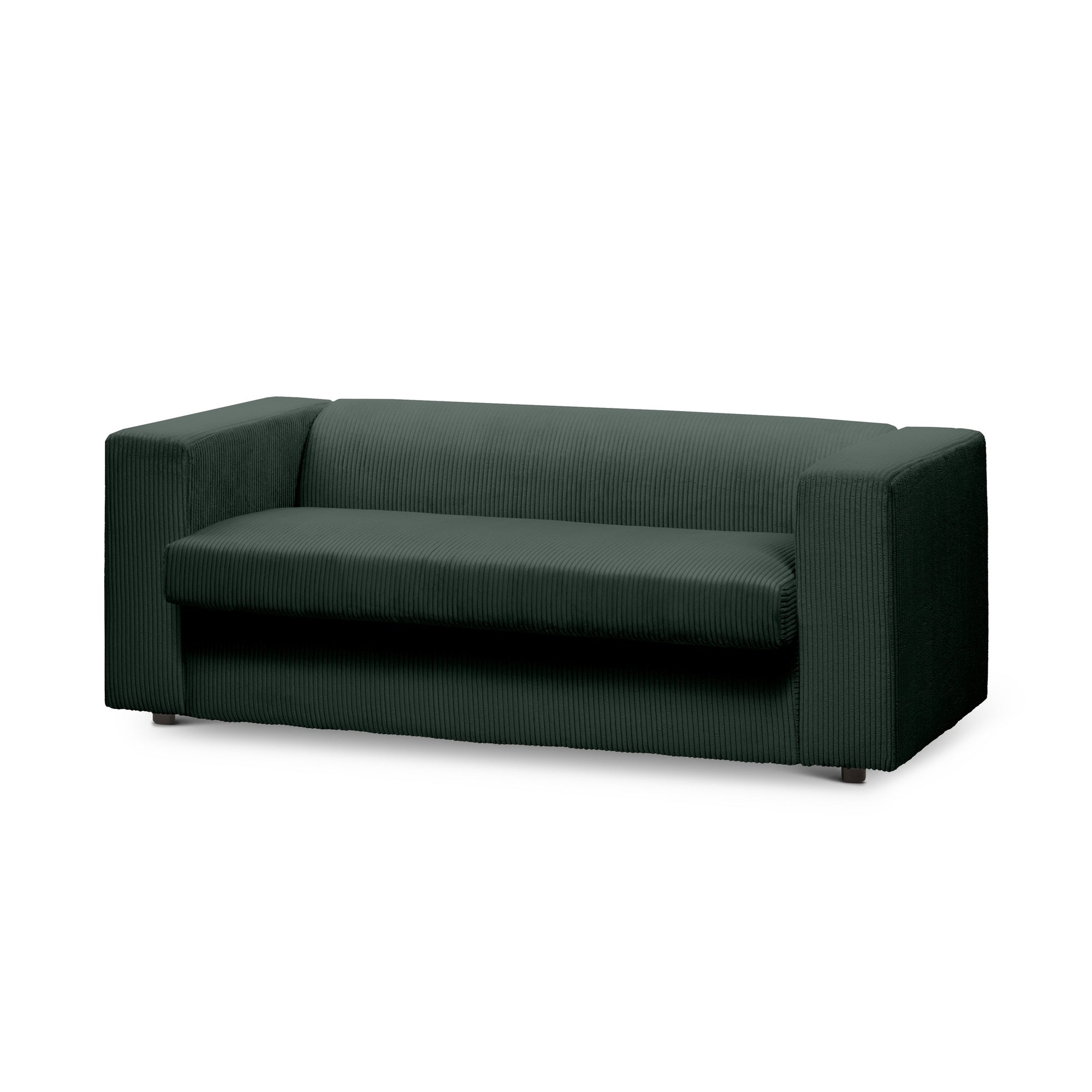 Sofa 2-osobowa z funkcją spania 174 cm – kompaktowa, sztruksowa, nowoczesna | July Leśna Zieleń (POSO 14)