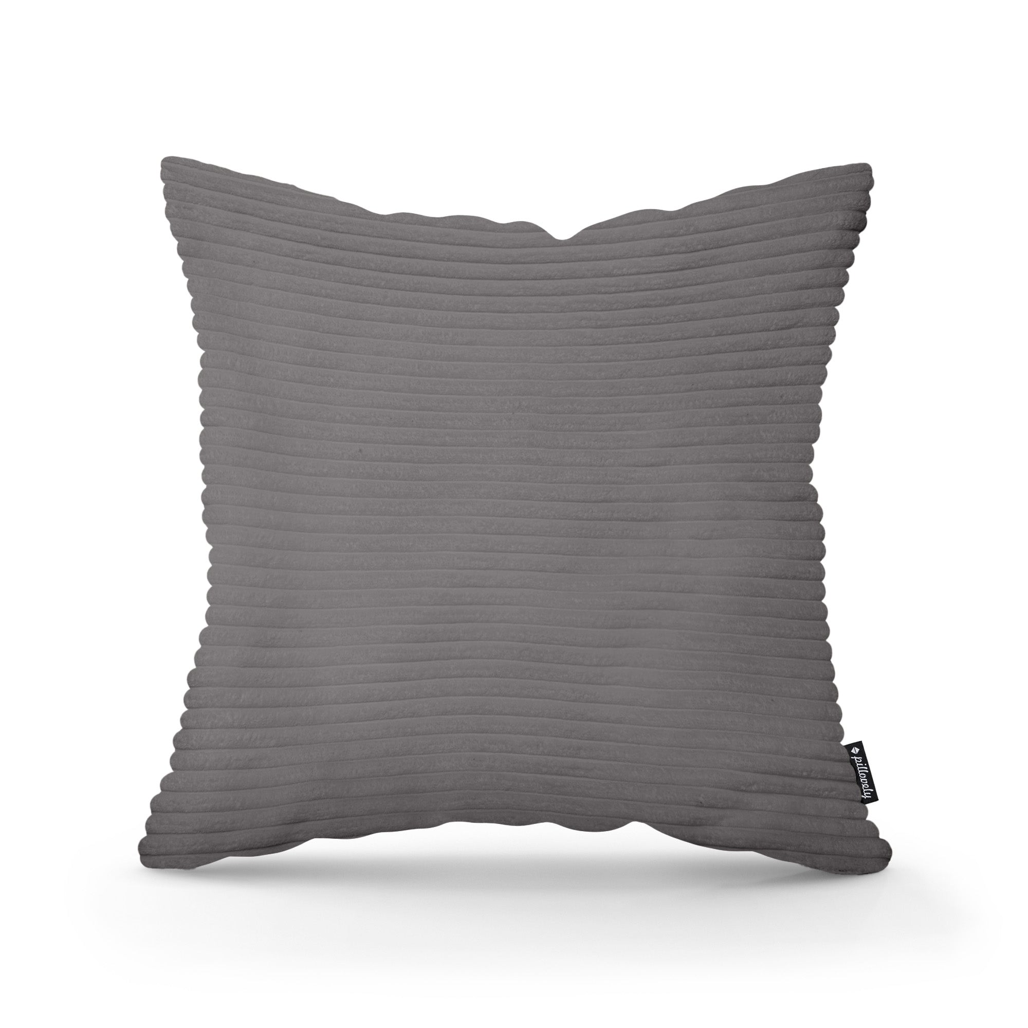 Poduszka dekoracyjna 45×45 cm w stylu scandi i boho – wyraziste prążki | Szeroki Sztruks Stalowy Brąz (POSO 22)