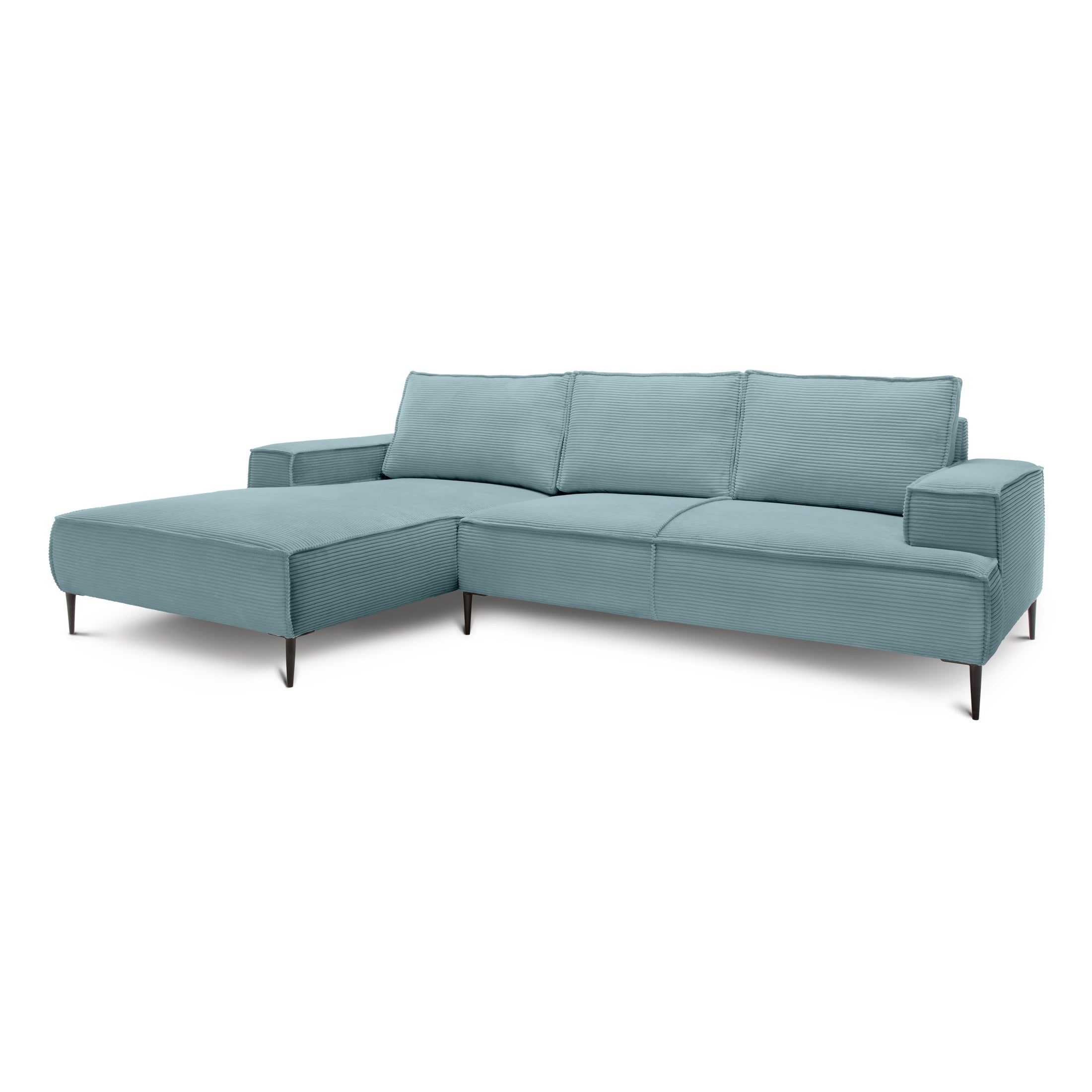 Narożnik 3-osobowy 275 cm w stylu modern classic | May Zimna Mięta (POSO 26) Lewostronny
