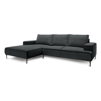 Narożnik 3-osobowy 275 cm w stylu modern classic | May Antracyt (POSO 34) Lewostronny