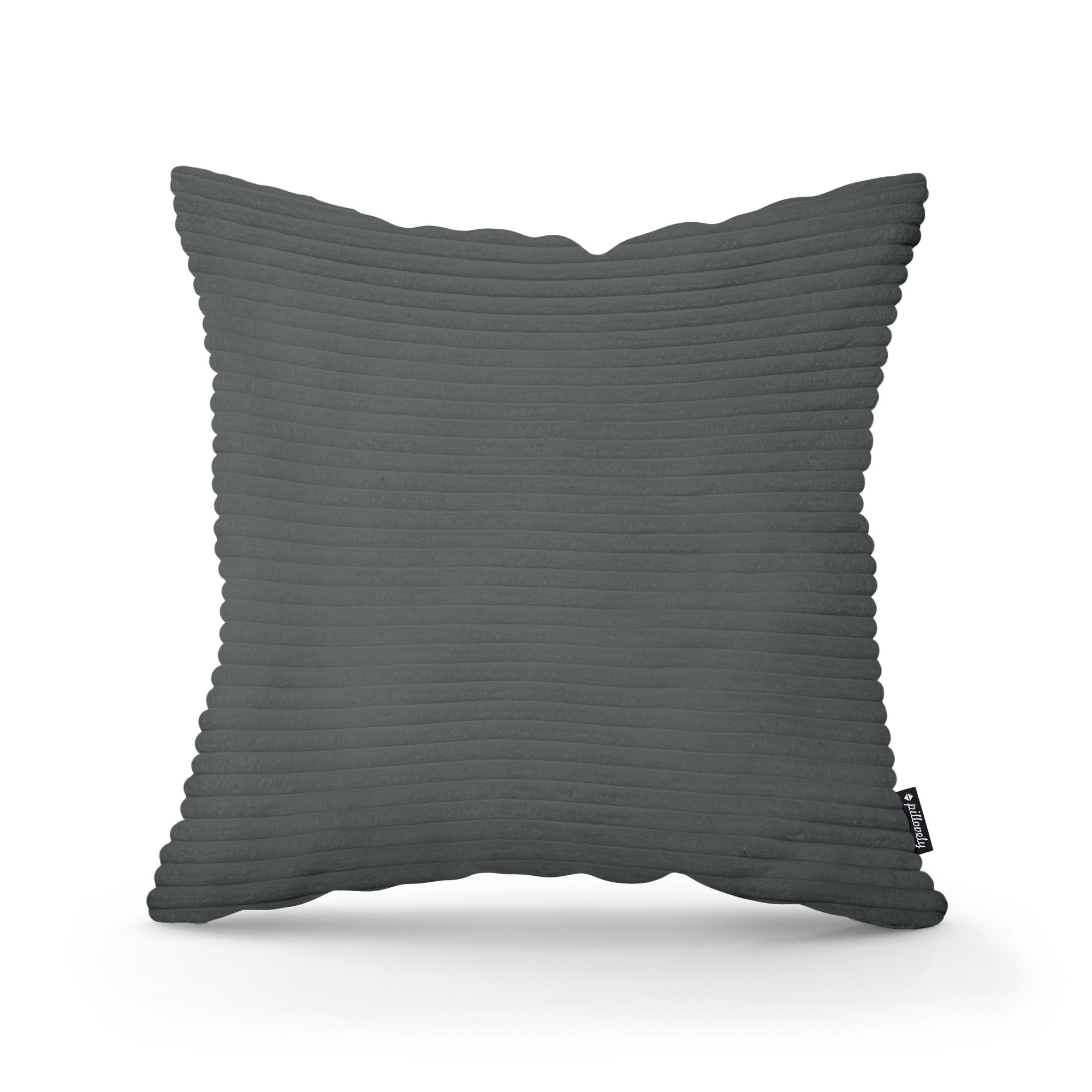 Poduszka dekoracyjna 45×45 cm w stylu scandi i boho – wyraziste prążki | Szeroki Sztruks Antracyt (POSO 34)