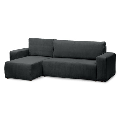 Narożnik uniwersalny z funkcją spania 3-osobowy 200x142–154 w stylu loft | Kingi Antracyt (POSO 34) Uniwersalny