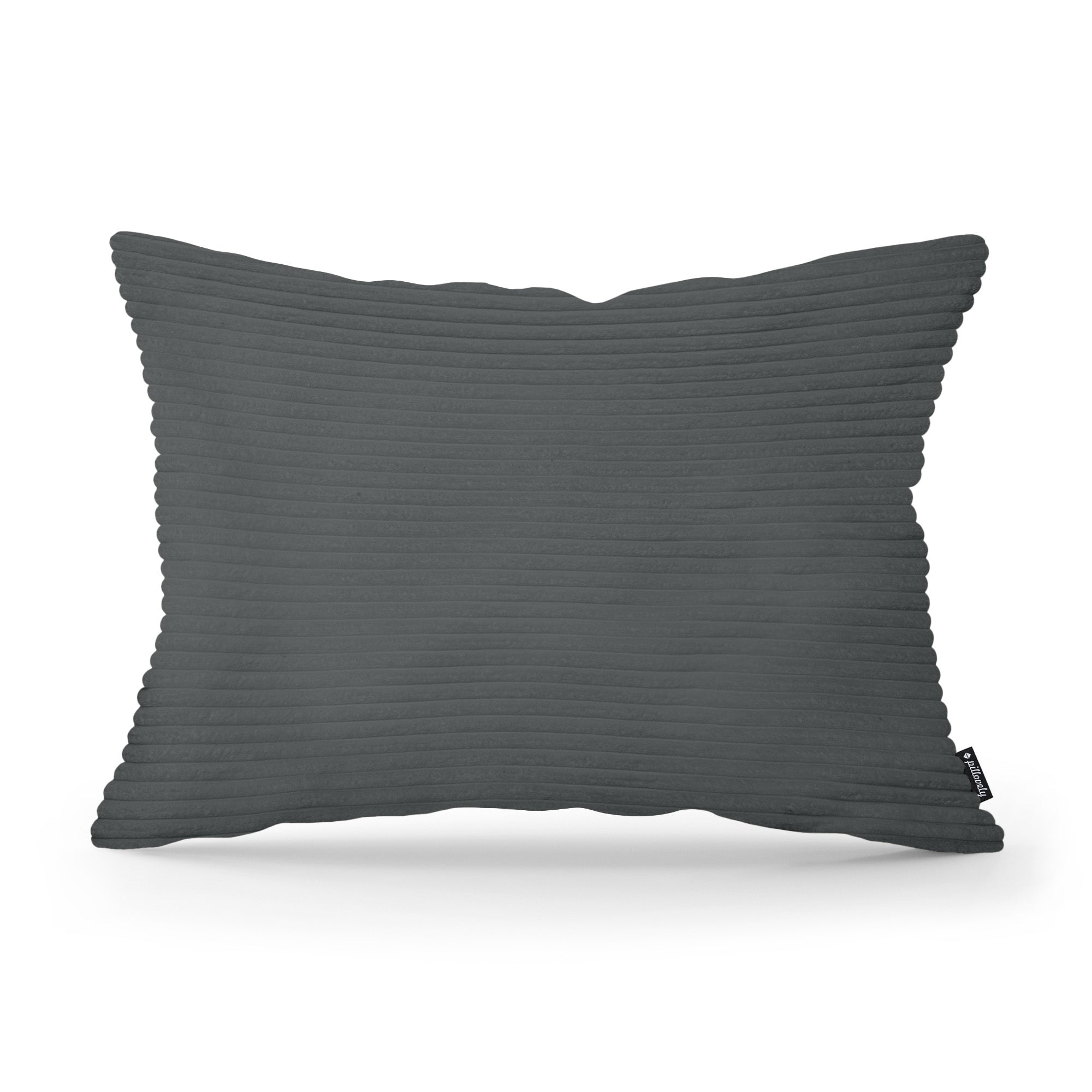 Poduszka dekoracyjna 40×55 cm w stylu vintage – miękkie, sprężyste wypełnienie | Szeroki Sztruks Antracyt (POSO 34)