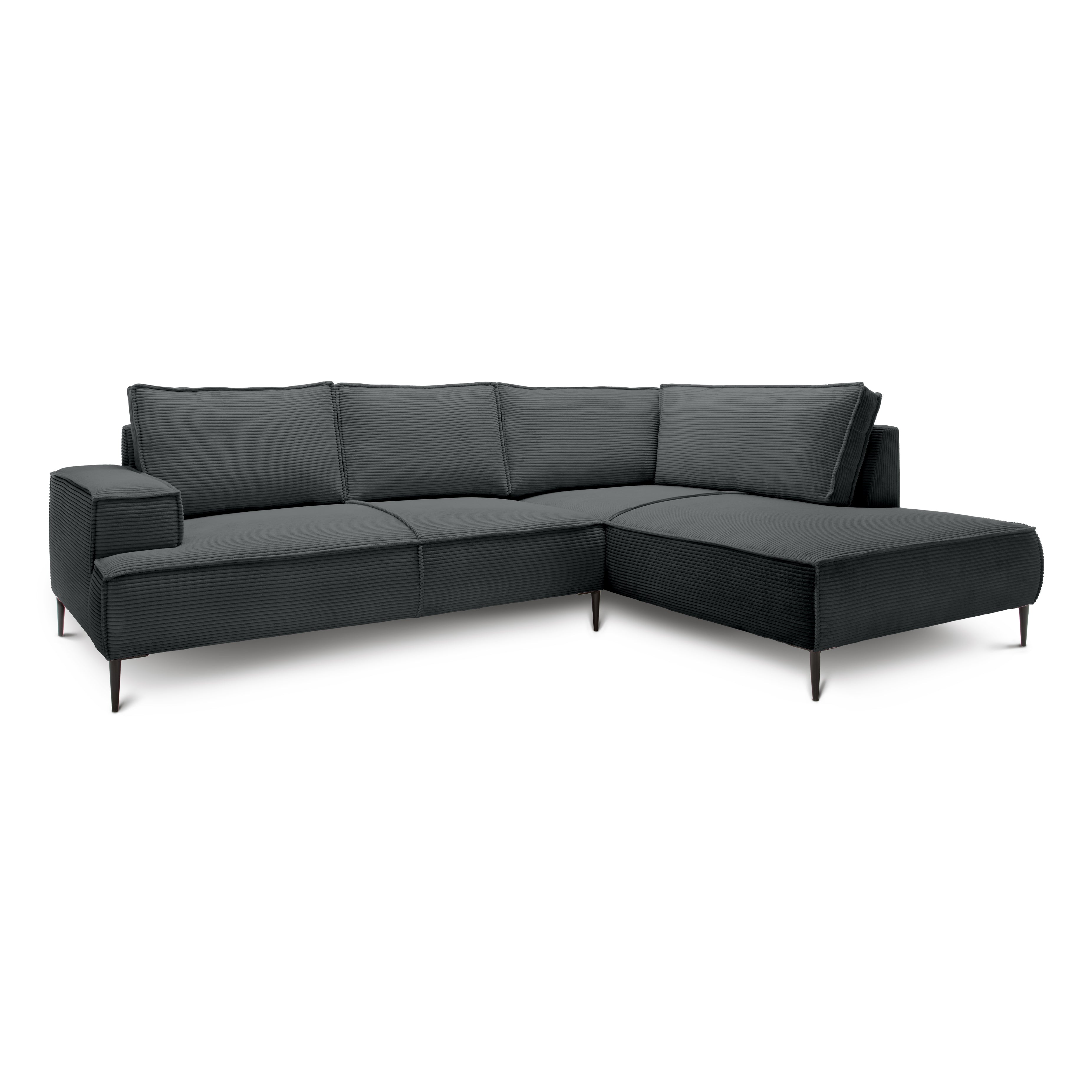 Narożnik 4-osobowy 275 cm – POSO, pianka T35, stelaż drewniany | May Antracyt (POSO 34) Prawostronny