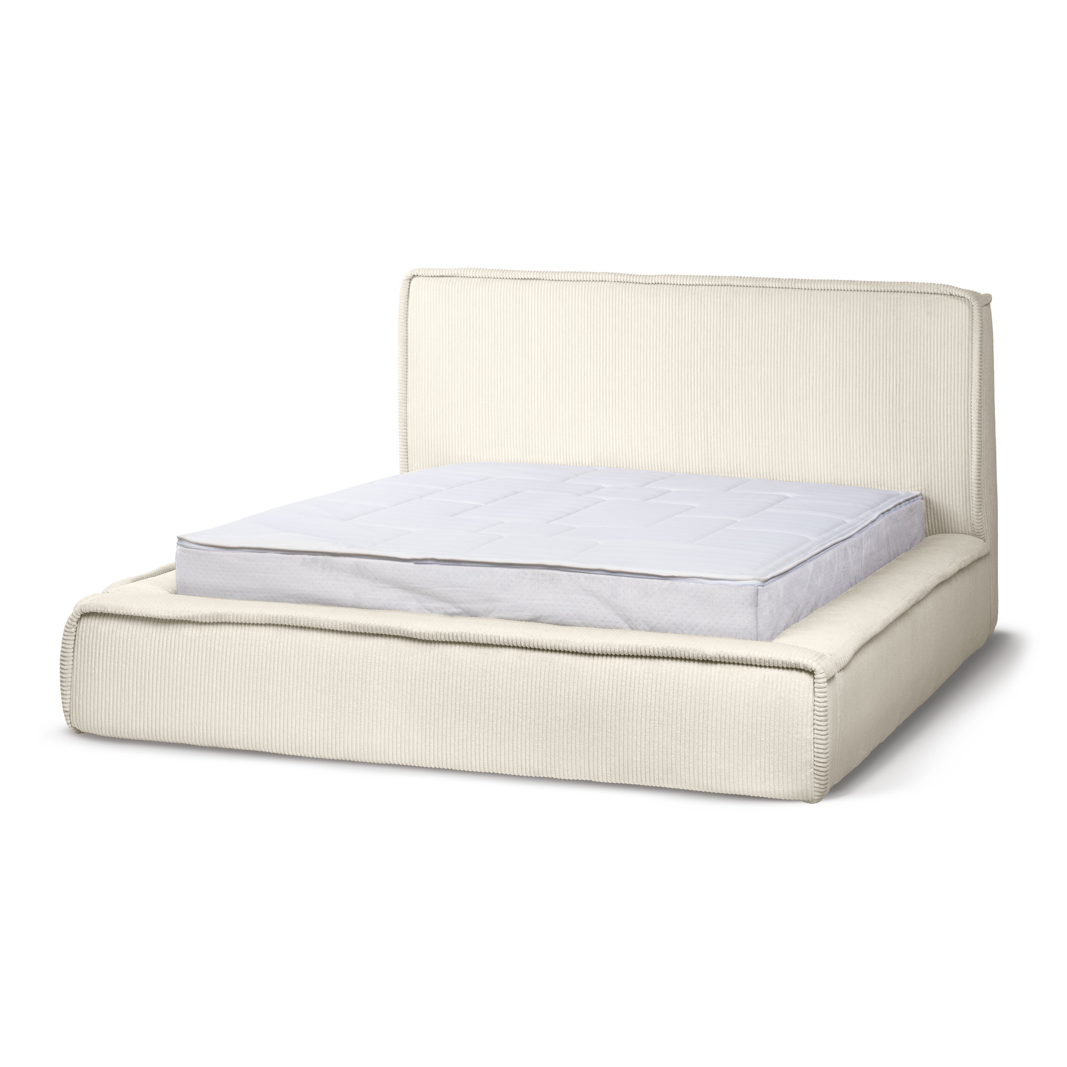 Łóżko tapicerowane z pojemnikiem Gryby 160 200 Porcelanowy Beż