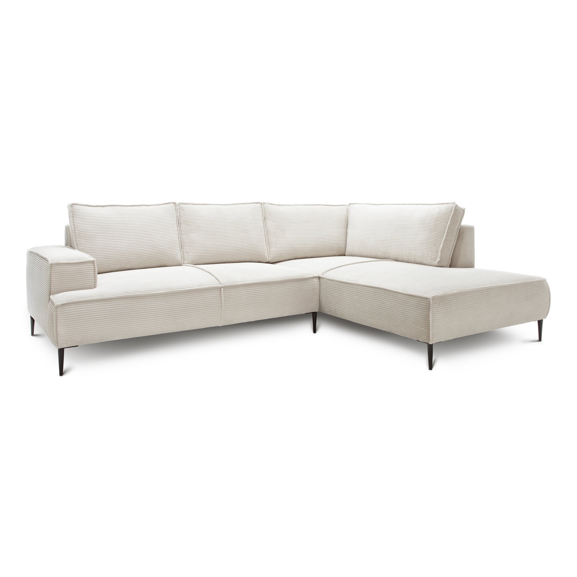 Narożnik 4-osobowy 275 cm – POSO, pianka T35, stelaż drewniany | May Porcelanowy Beż (POSO 38) Prawostronny