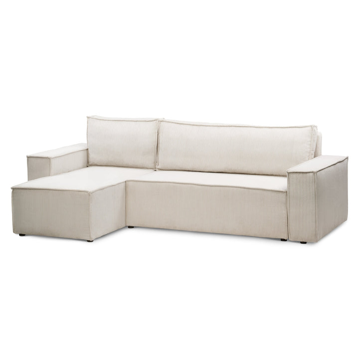 Narożnik z Funkcją Spania Agi 3-osobowa Porcelanowy Beż