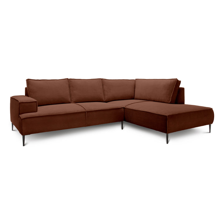 Narożnik 4-osobowy 275 cm – POSO, pianka T35, stelaż drewniany | May Espresso (POSO 39) Prawostronny