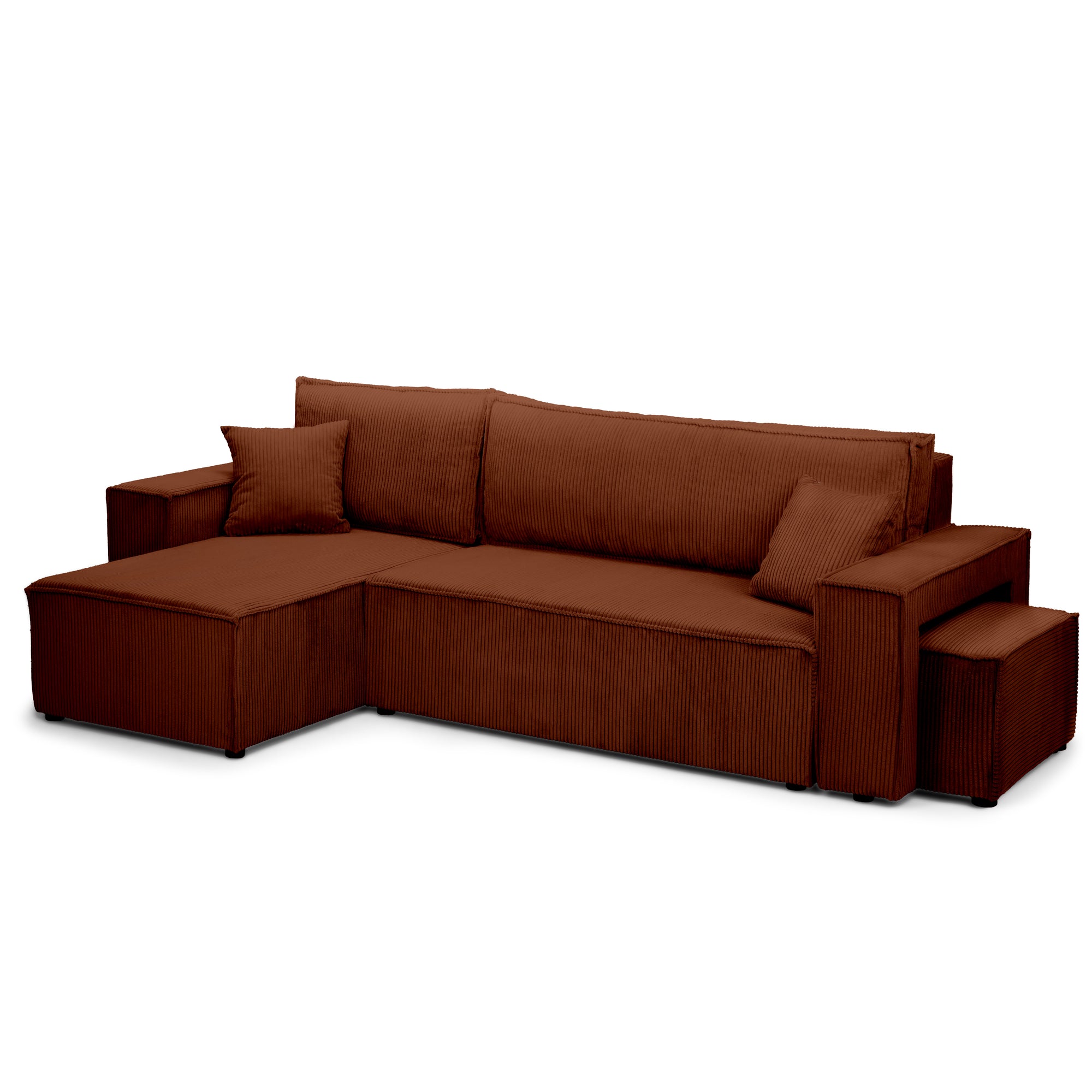 Narożnik uniwersalny z funkcją spania z pufą w stylu nowoczesnym – Rozkładanie DL | Klara Espresso (POSO 39) Uniwersalny