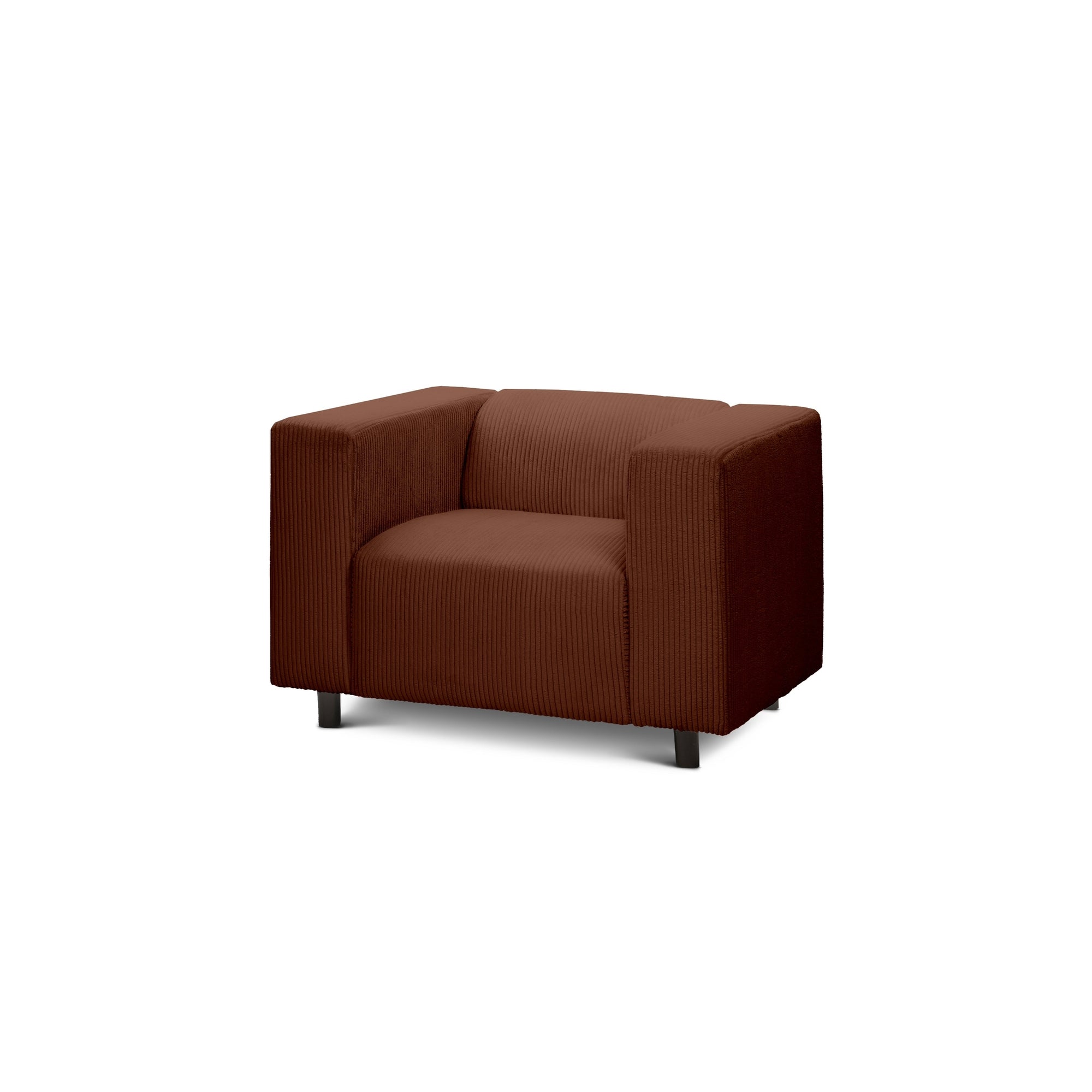Fotel 95 cm do relaksu w stylu skandynawskim – Sztruks POSO, szerokie podłokietniki | July Espresso (POSO 39)