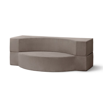 Sofa piankowa modułowa 200 cm z funkcją spania w stylu japandi | Lunaria Szampański Popiół (POSO 03)