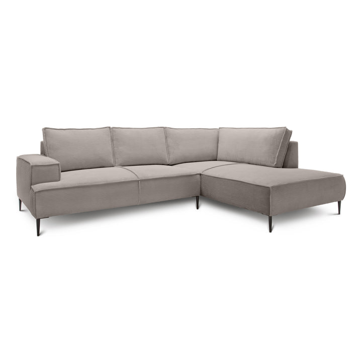 Narożnik 4-osobowy 275 cm – POSO, pianka T35, stelaż drewniany | May Szampański Popiół (POSO 03) Prawostronny