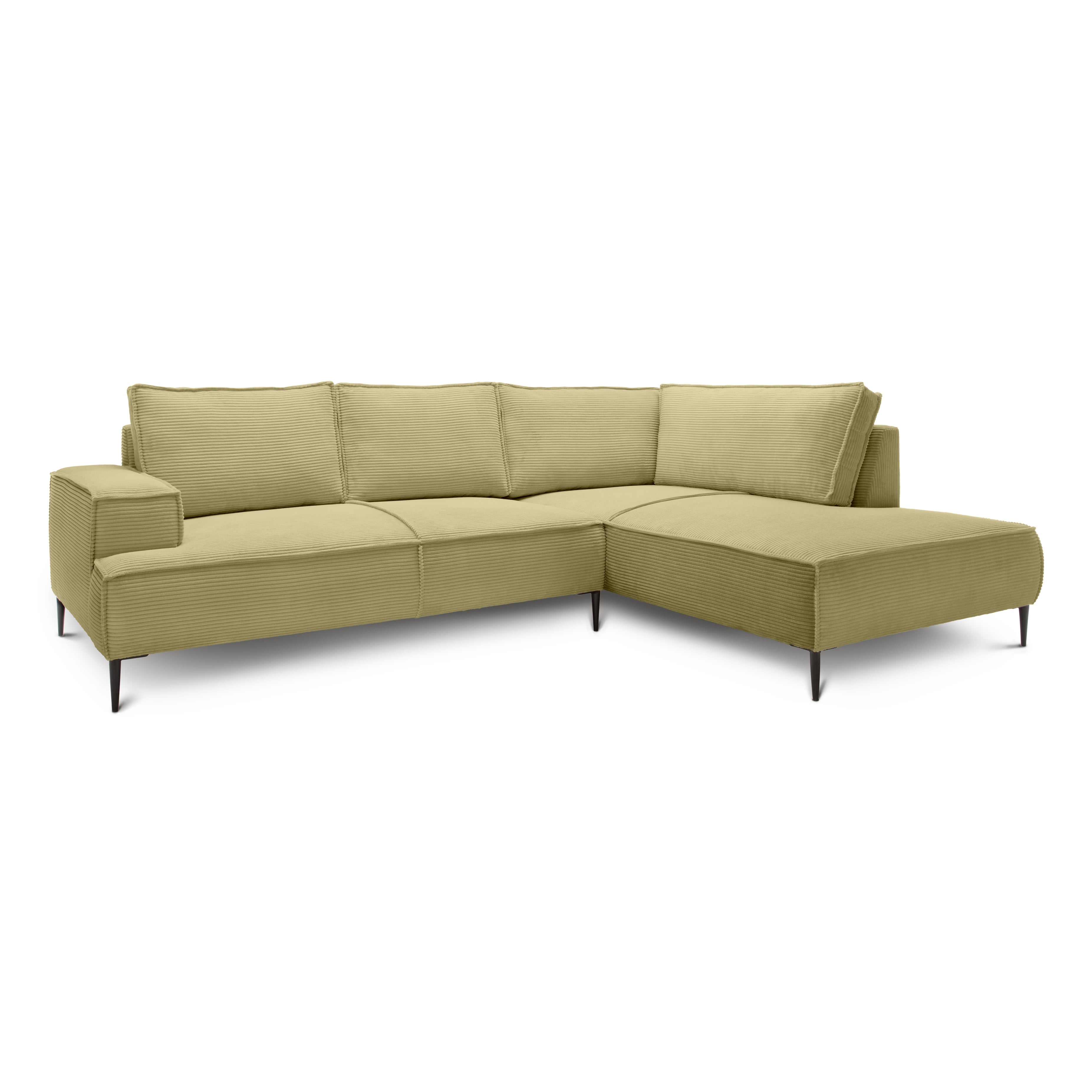 Narożnik 4-osobowy 275 cm – POSO, pianka T35, stelaż drewniany | May Oliwka (POSO 44) Prawostronny