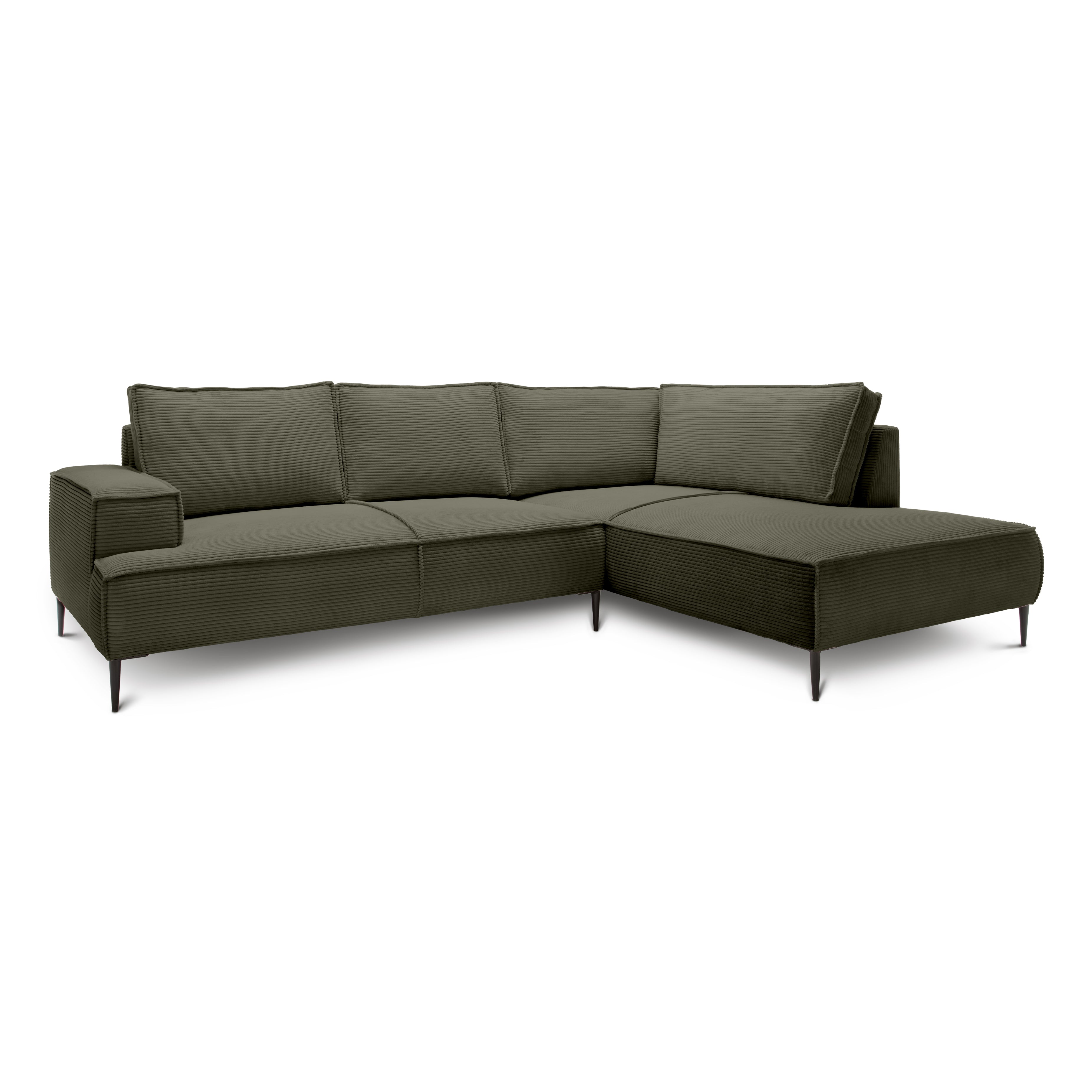 Narożnik 4-osobowy 275 cm – POSO, pianka T35, stelaż drewniany | May Zielony Dąb (POSO 46) Prawostronny