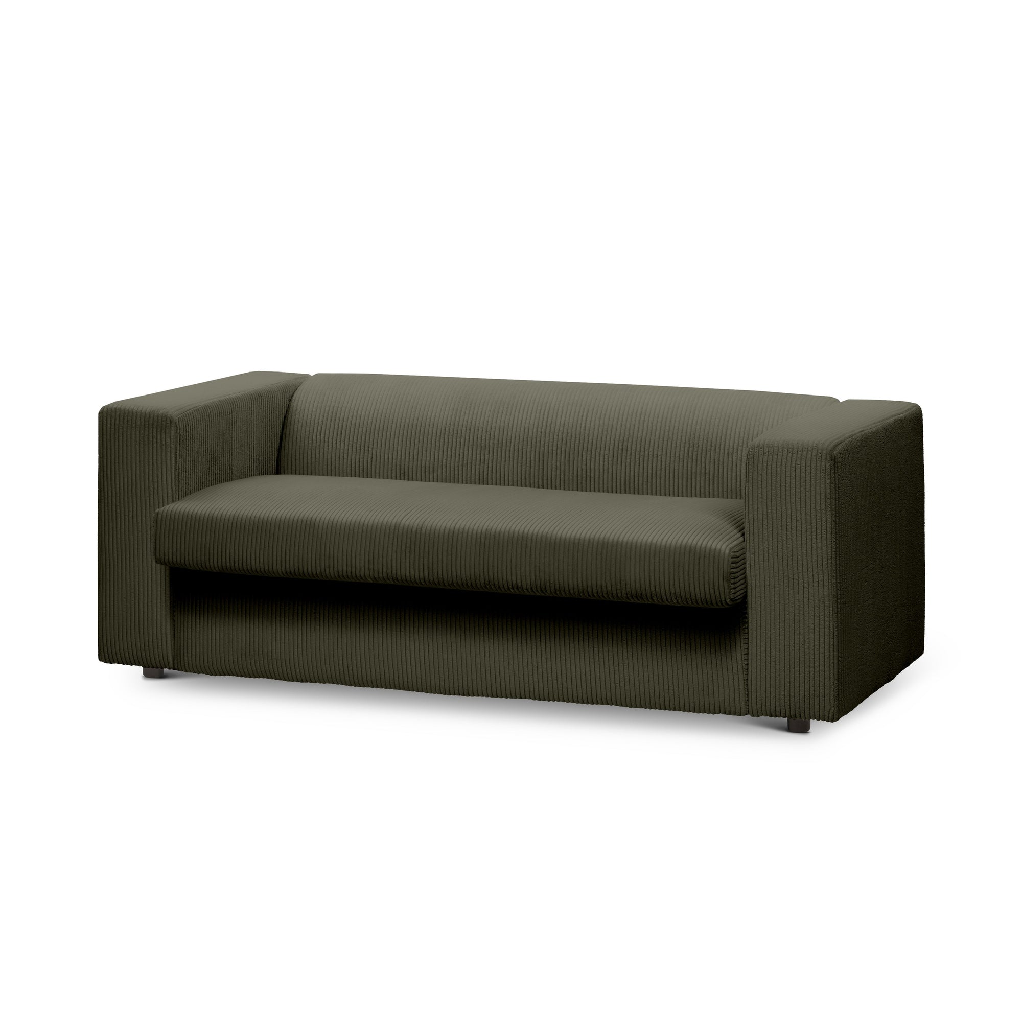 Sofa 2-osobowa z funkcją spania 174 cm – kompaktowa, sztruksowa, nowoczesna | July Zielony Dąb (POSO 46):