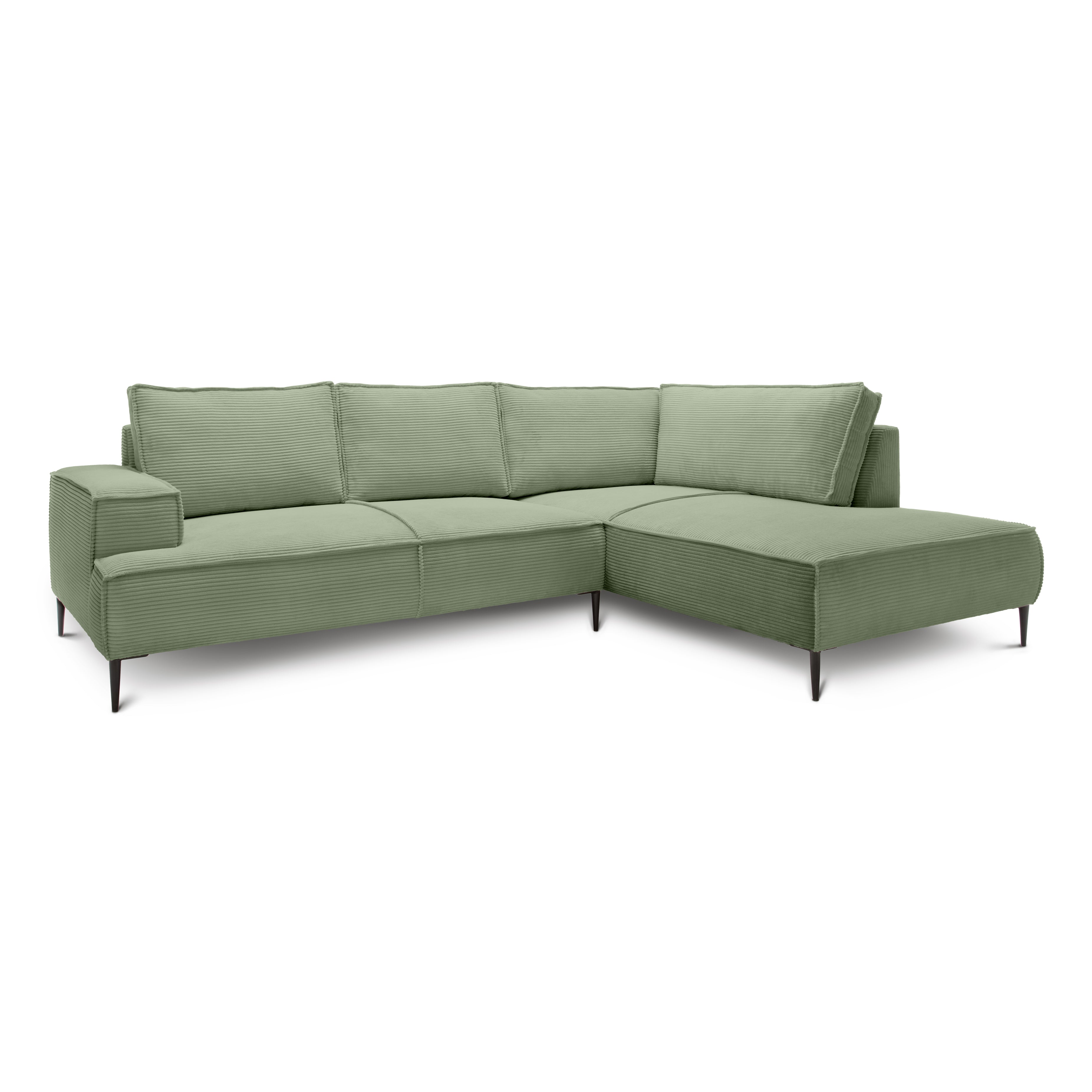 Narożnik 4-osobowy 275 cm – POSO, pianka T35, stelaż drewniany | May Szarozieleń (POSO 47) Prawostronny