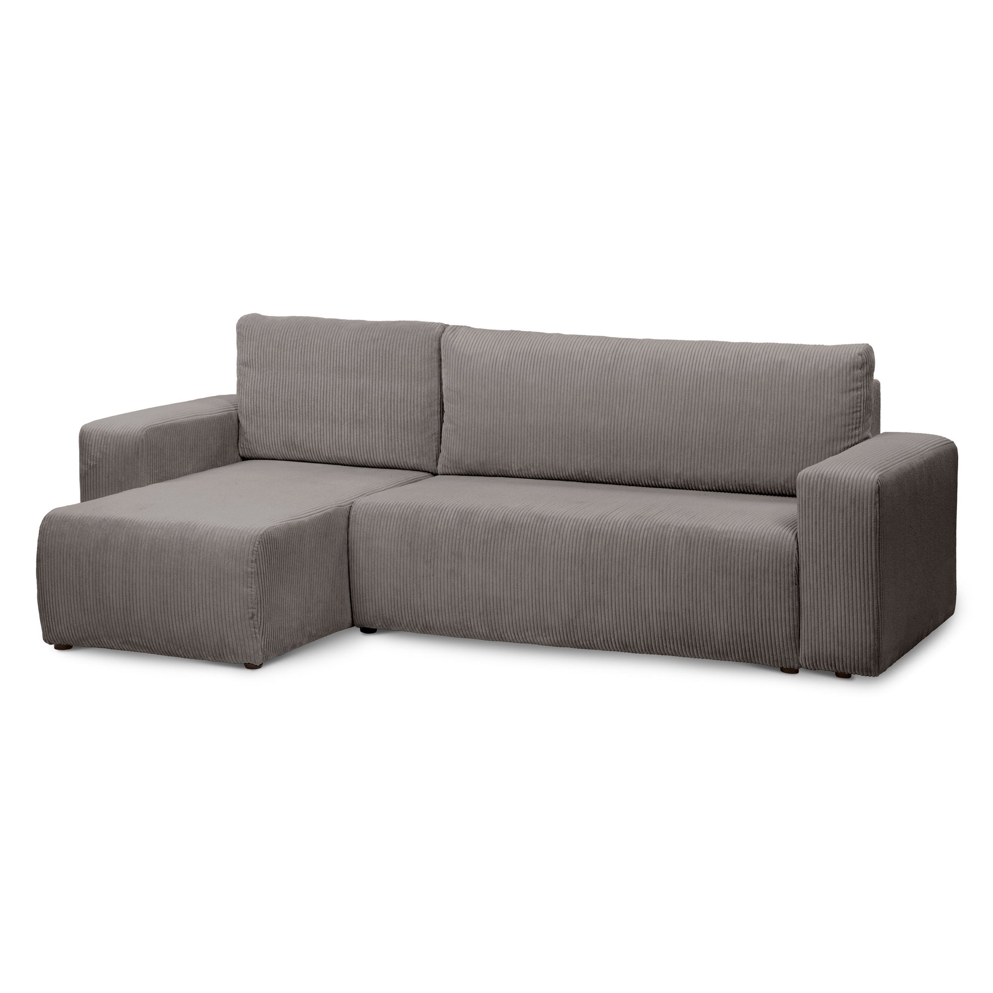 Narożnik uniwersalny z funkcją spania 3-osobowy 200x142–154 w stylu loft – sztruks POSO, pojemnik na pościel, mechanizm DL | Kingi Wędzone Drewno (POSO 04) Uniwersalny