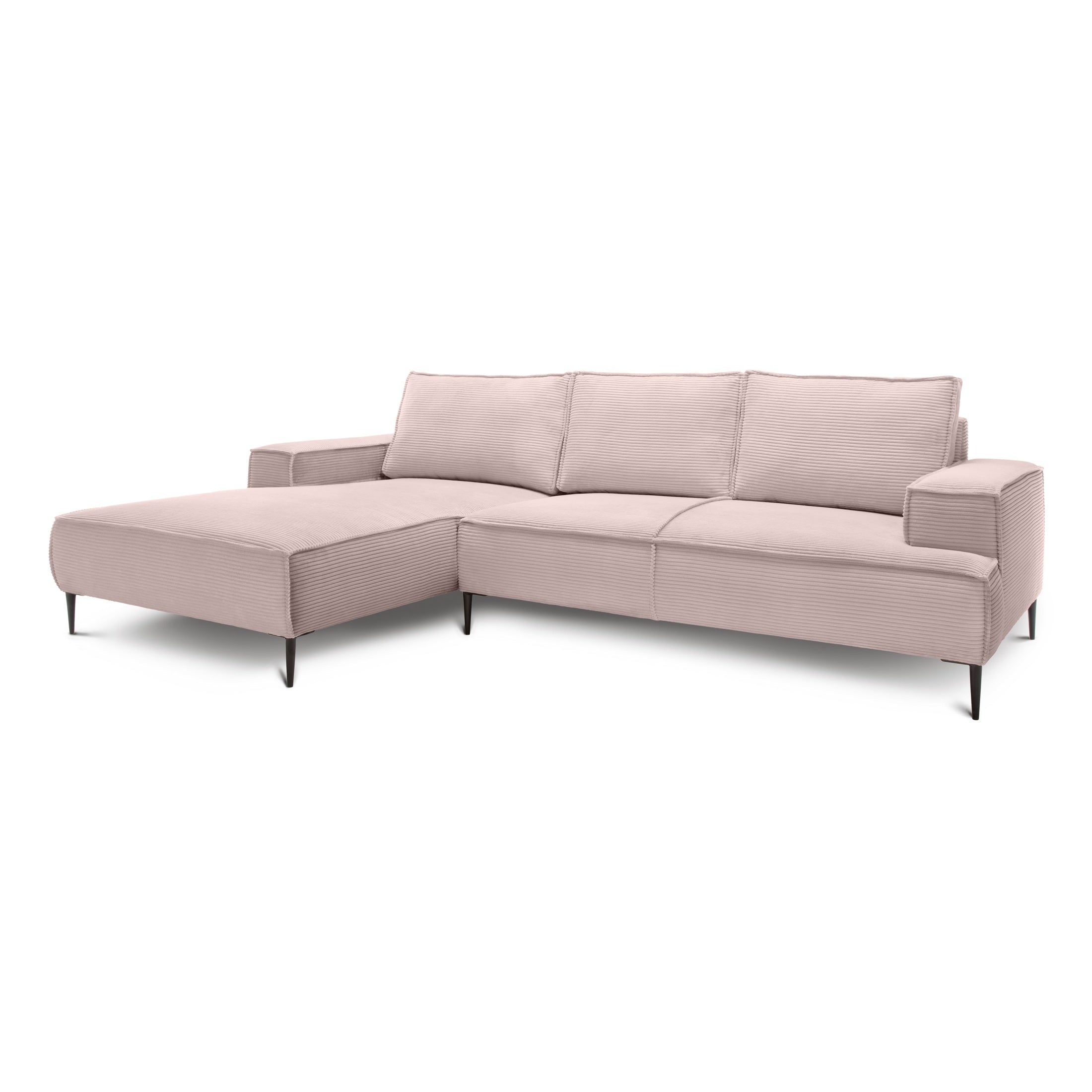 Narożnik 3-osobowy 275 cm w stylu modern classic | May Zgaszony Róż (POSO 52) Lewostronny