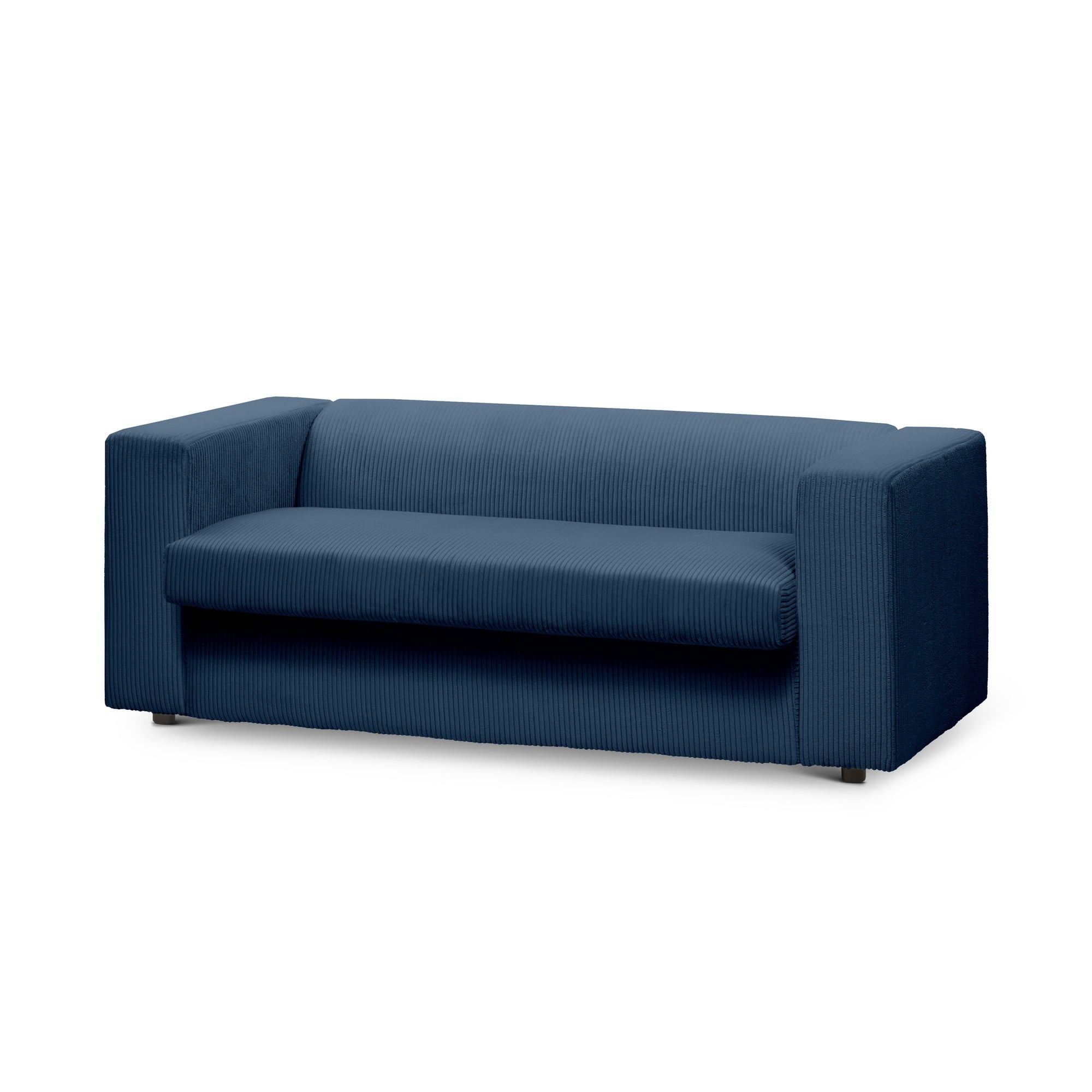 Sofa 2-osobowa z funkcją spania 174 cm – kompaktowa, sztruksowa, nowoczesna | July Granatowy Grafit (POSO 05)