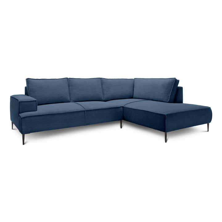 Narożnik 4-osobowy 275 cm – POSO, pianka T35, stelaż drewniany | May Granatowy Grafit (POSO 05) Prawostronny