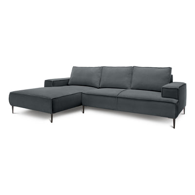 Narożnik 3-osobowy 275 cm w stylu modern classic | May Grafitowy Mech (POSO 60) Lewostronny