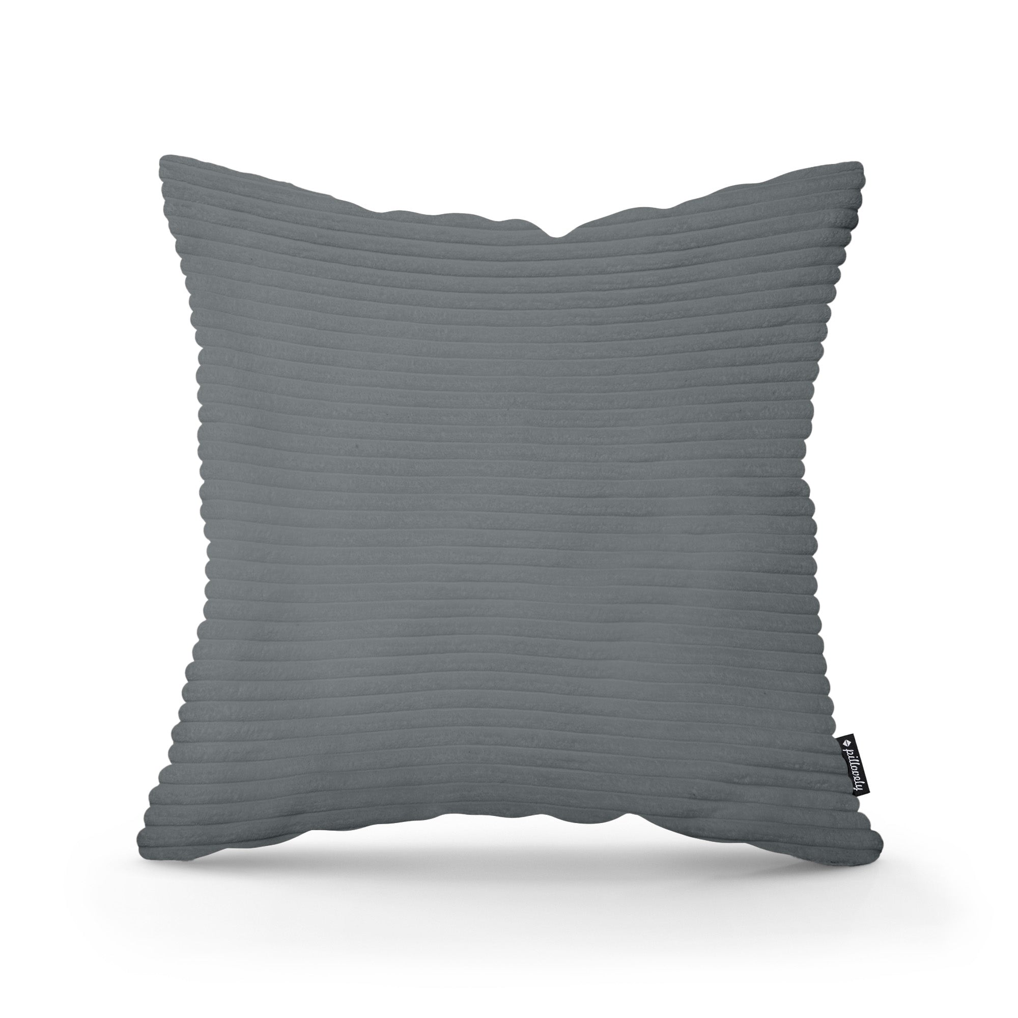 Poduszka dekoracyjna 45×45 cm w stylu scandi i boho – wyraziste prążki | Szeroki Sztruks Grafitowy Mech (POSO 60)