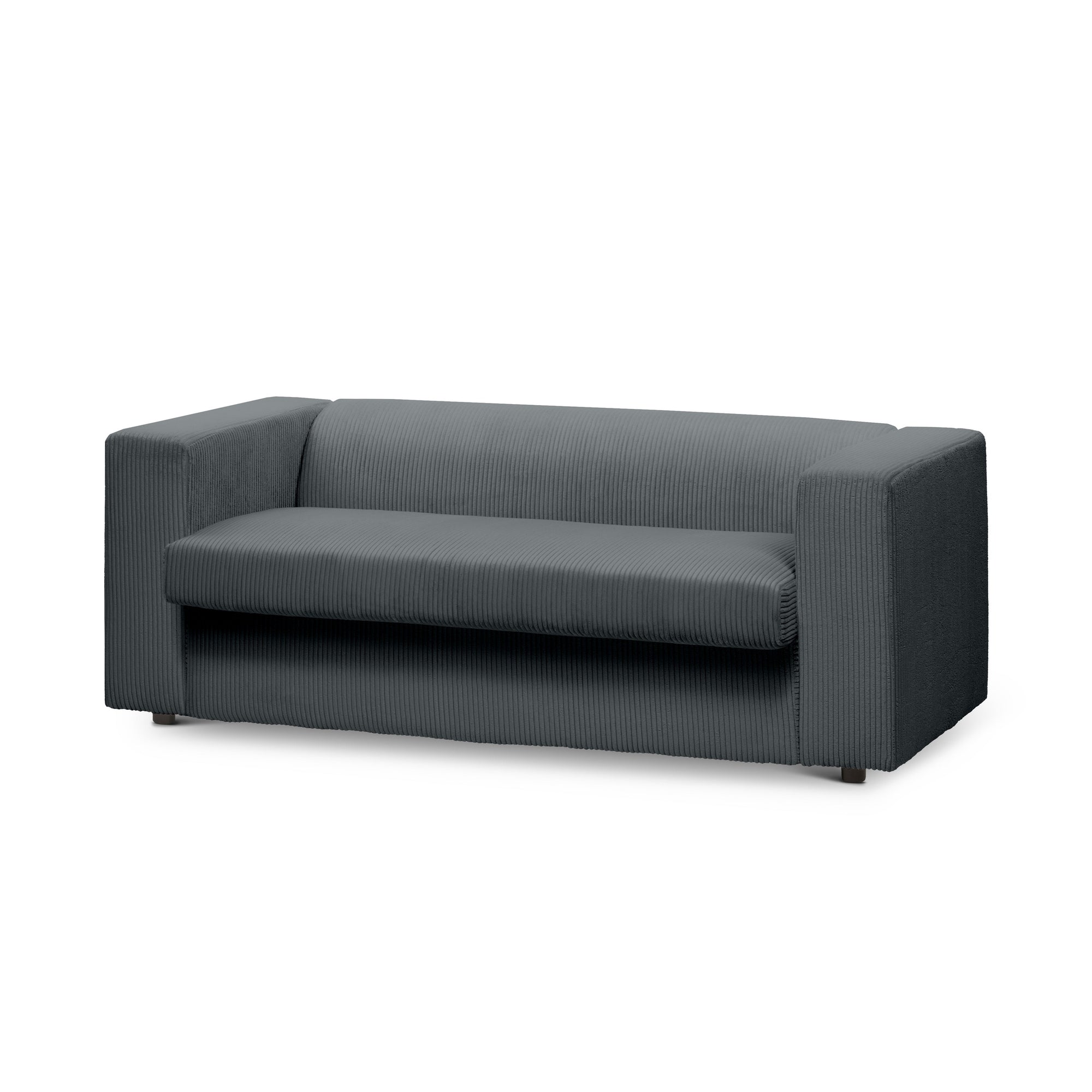 Sofa 2-osobowa z funkcją spania 174 cm – kompaktowa, sztruksowa, nowoczesna | July Grafitowy Mech (POSO 60)