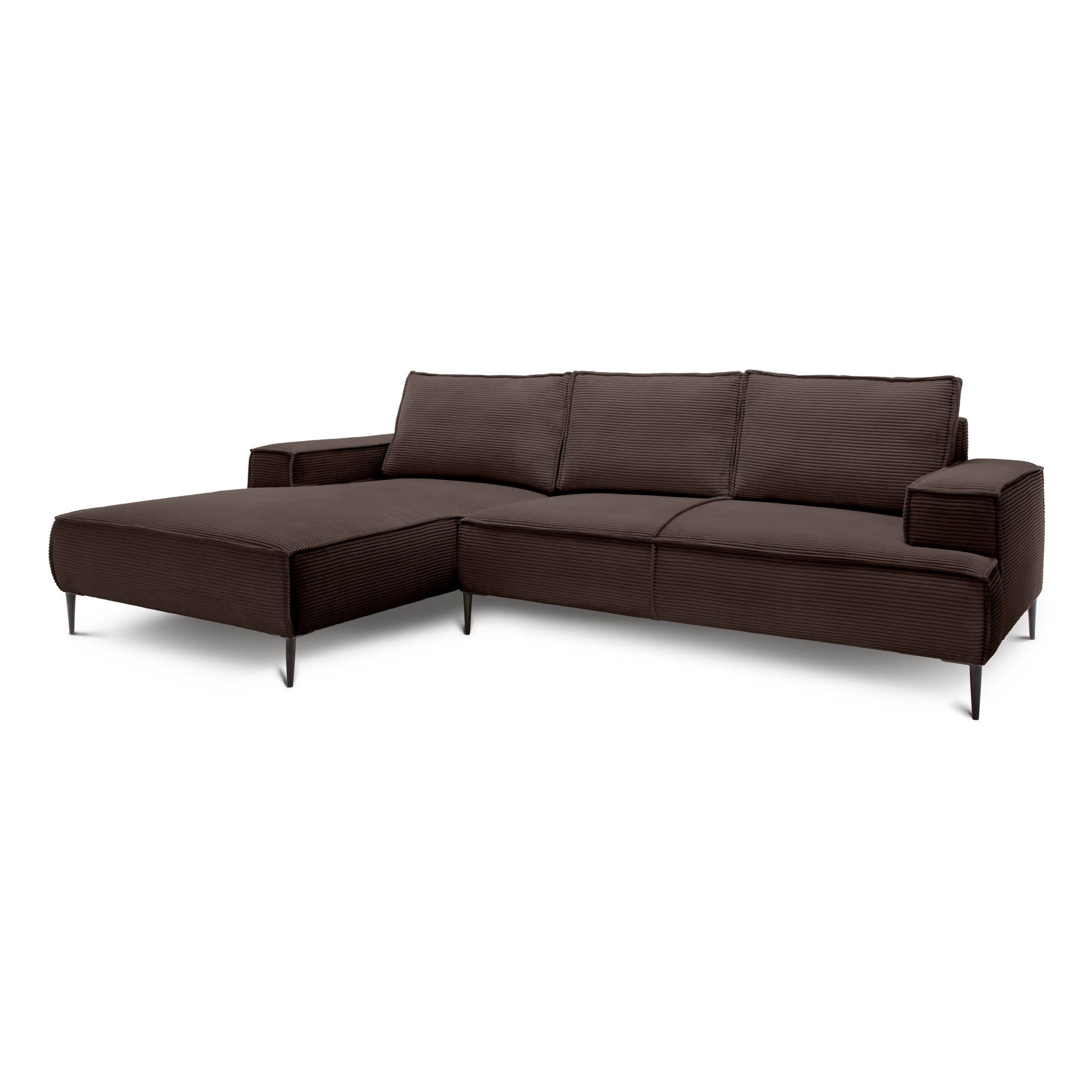 Narożnik 3-osobowy 275 cm w stylu modern classic | May Ciemny Orzech (POSO 06) Lewostronny