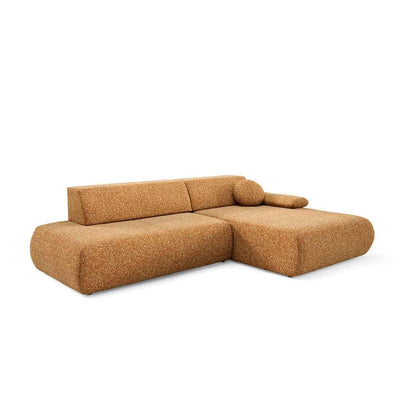 Narożnik 4-osobowy z funkcją spania w stylu minimalistycznym | Puentro Prawo Miodowa Sepia (PUENTE 52)