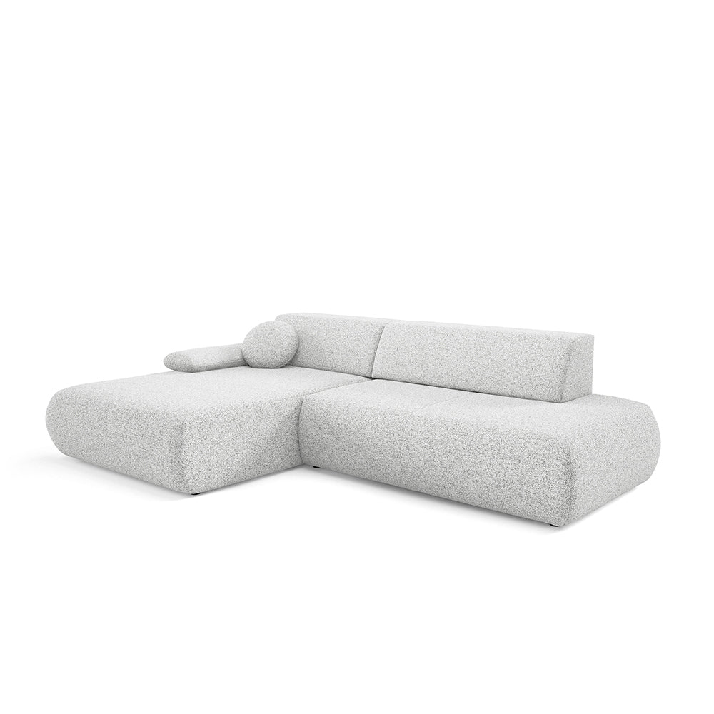 Narożnik 4-osobowy z funkcją spania w stylu minimalistycznym | Puentro Lewo Perliste Taupe (PUENTE 80)