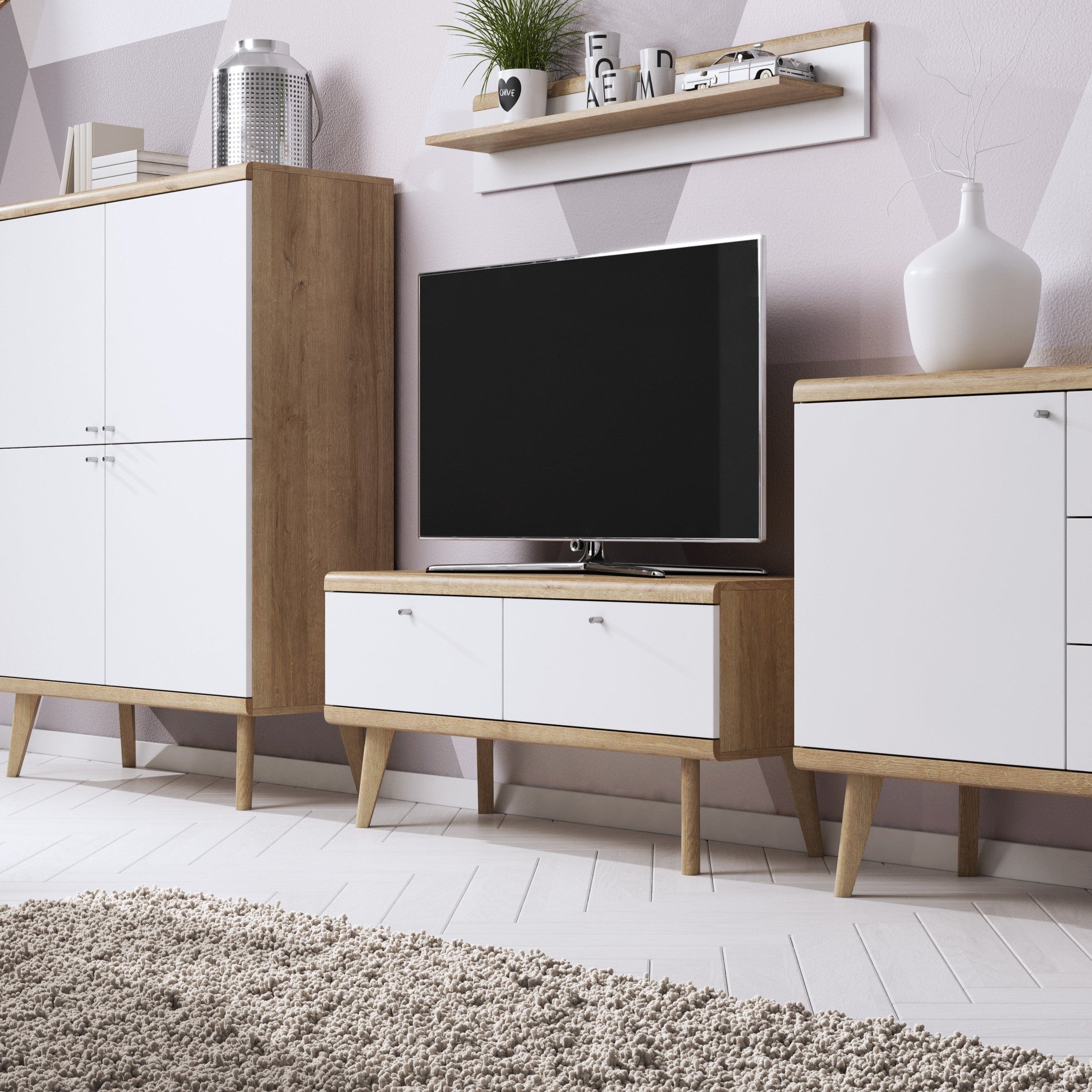 Szafka RTV pod telewizor 107x50 w stylu skandynawskim | Lato