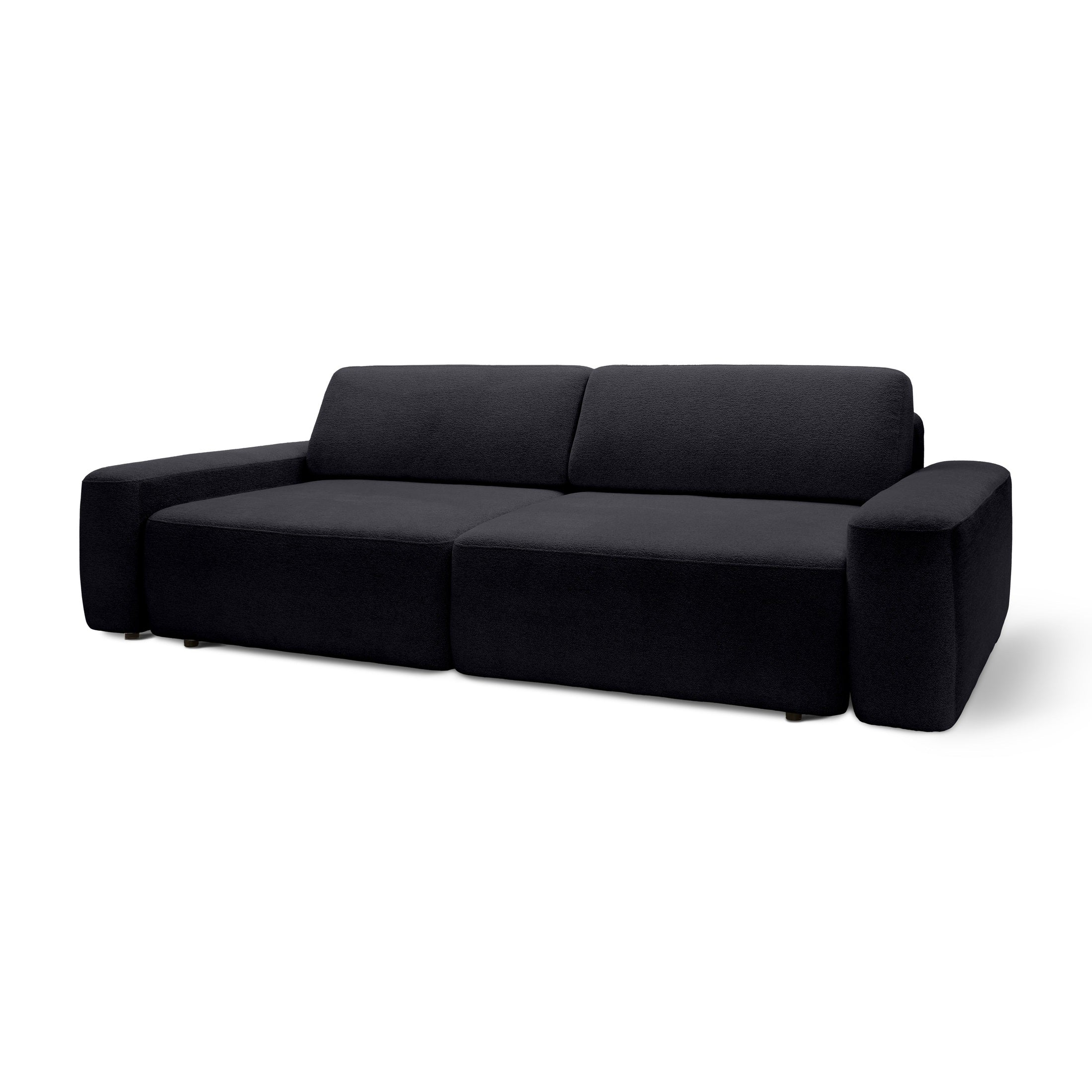 Sofa z funkcją spania 200x136 z pojemnikiem DL| Bamby Głęboka Czerń (RAVEN 16)