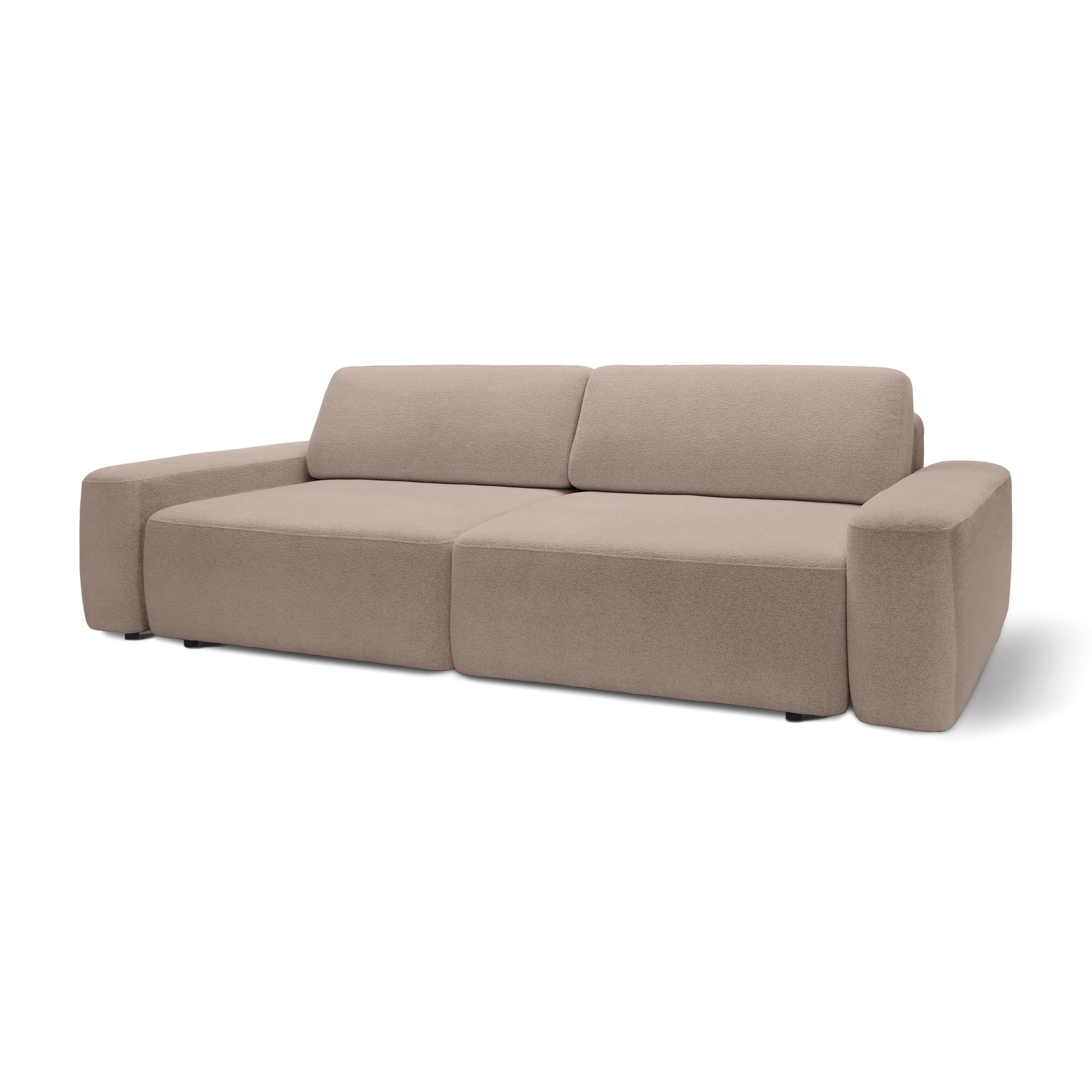 Sofa z funkcją spania 200x136 z pojemnikiem DL| Bamby Karmelowy Beż (RAVEN 34)