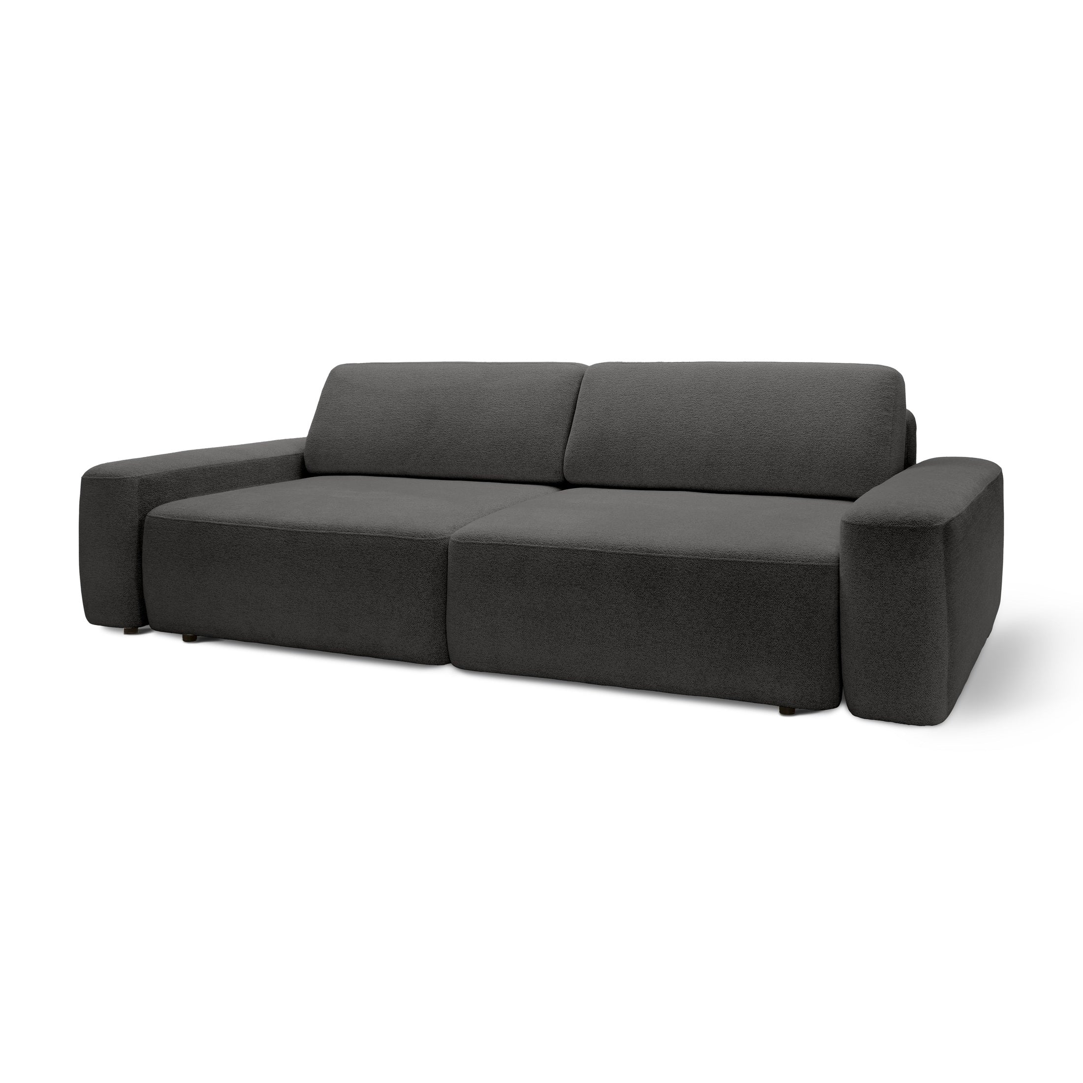 Sofa z funkcją spania 200x136 z pojemnikiem DL| Bamby Czarny Aksamit (RAVEN 07)