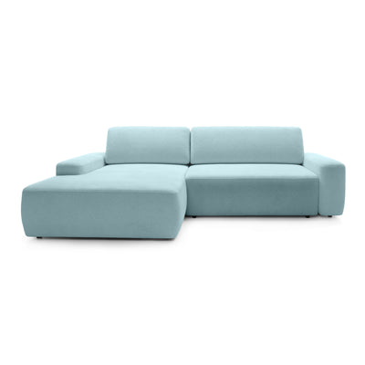 Narożnik z funkcją spania 3-osobowy 125x210 w stylu nowoczesnym | Bamby Lewostronny Porcelanowy Błękit (RAVEN 80)