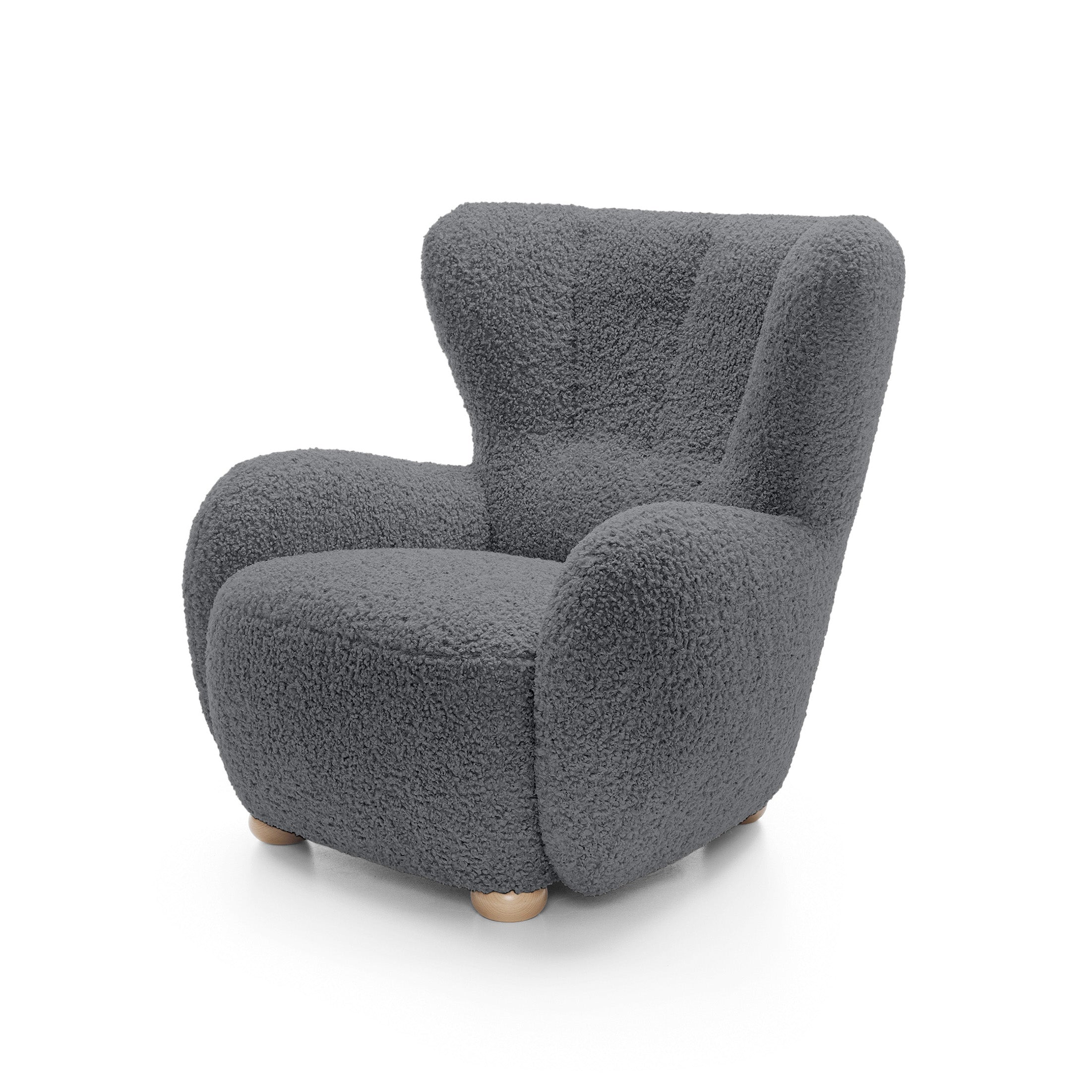Fotel 88 cm do relaksu w stylu skandynawskim | Tedi Bazaltowy Brąz (ROLF 07) Buk