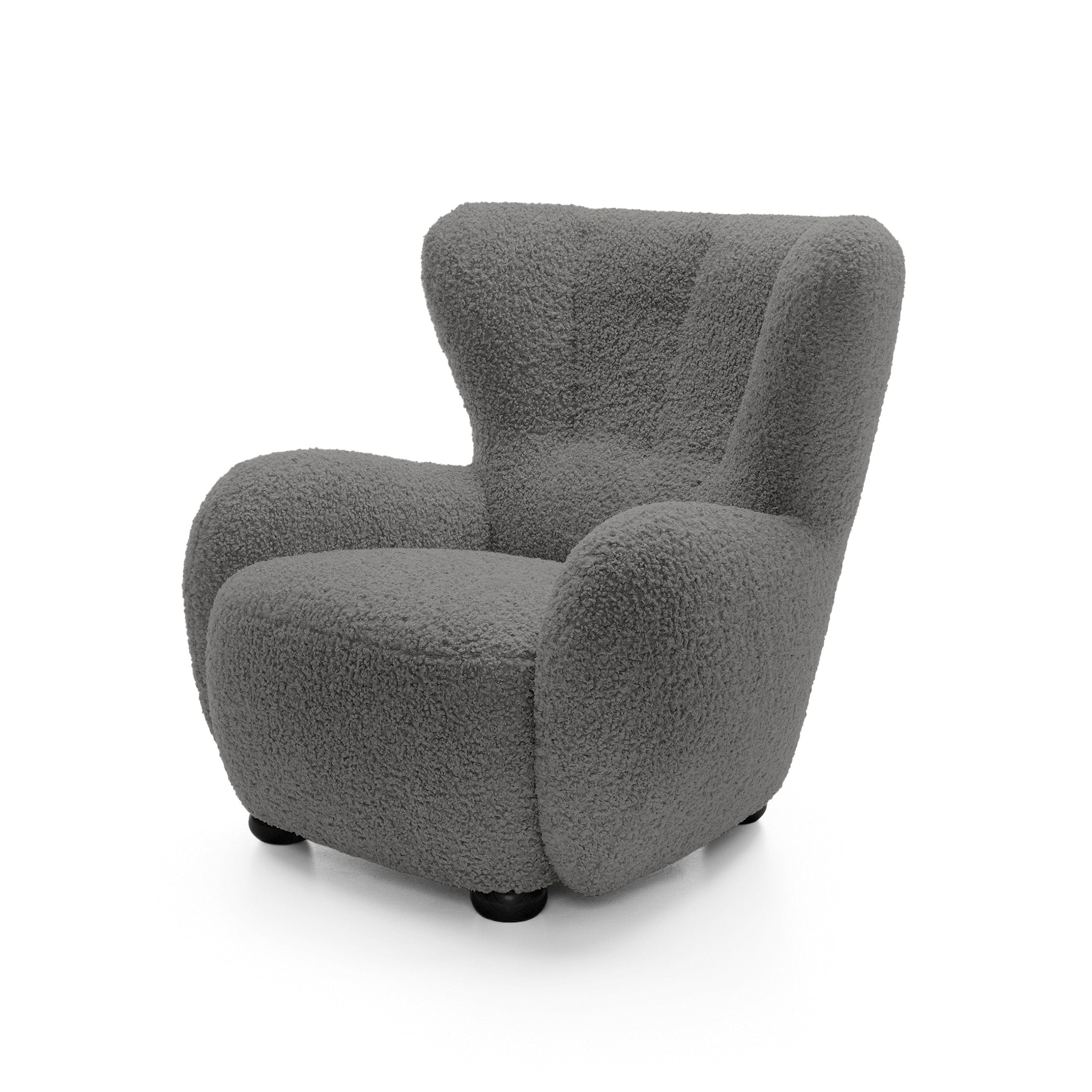 Fotel 88 cm do relaksu w stylu skandynawskim | Tedi Bazaltowy Brąz (ROLF 07) Czarny