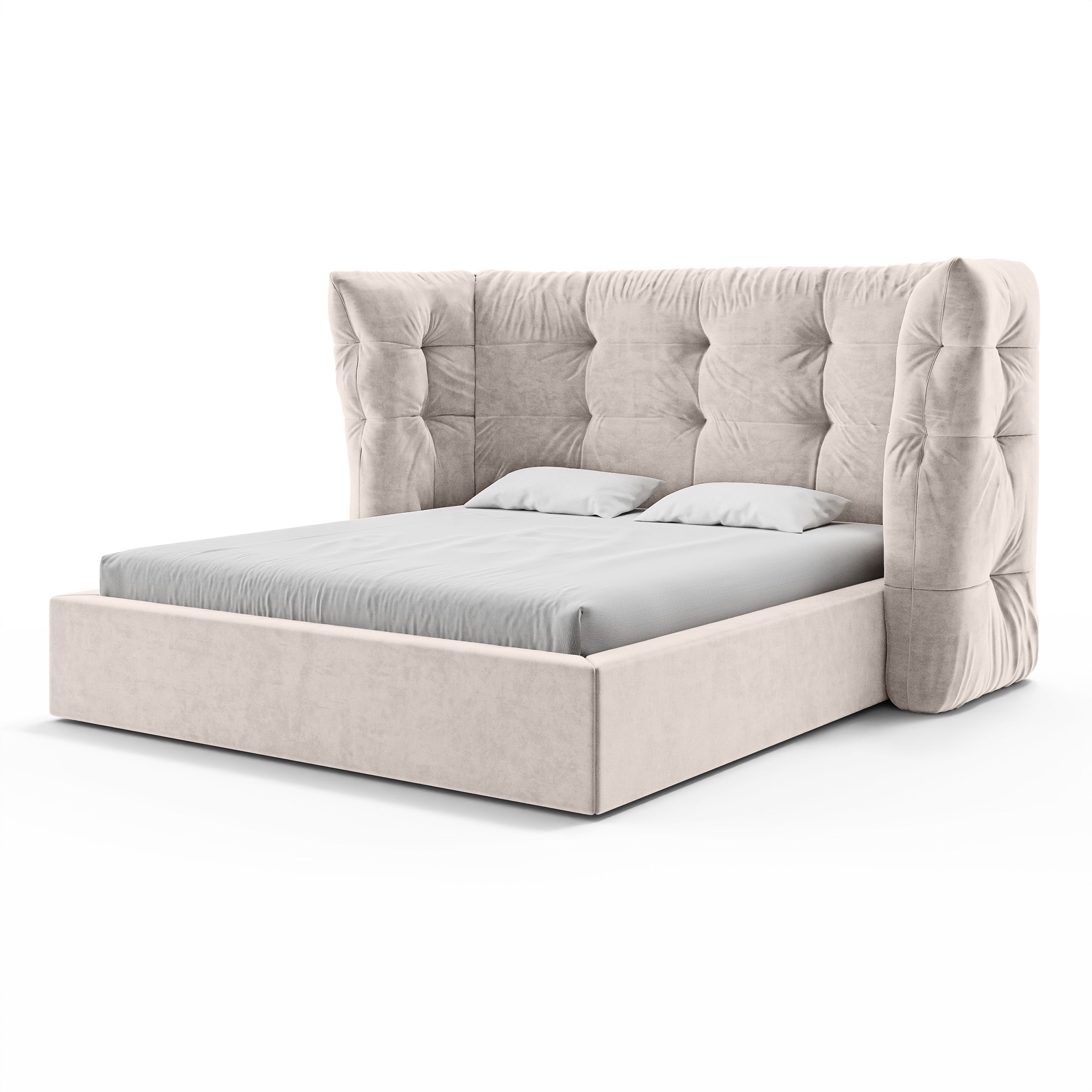 Tufted upholstered bed with storage in a glamour style | Diara