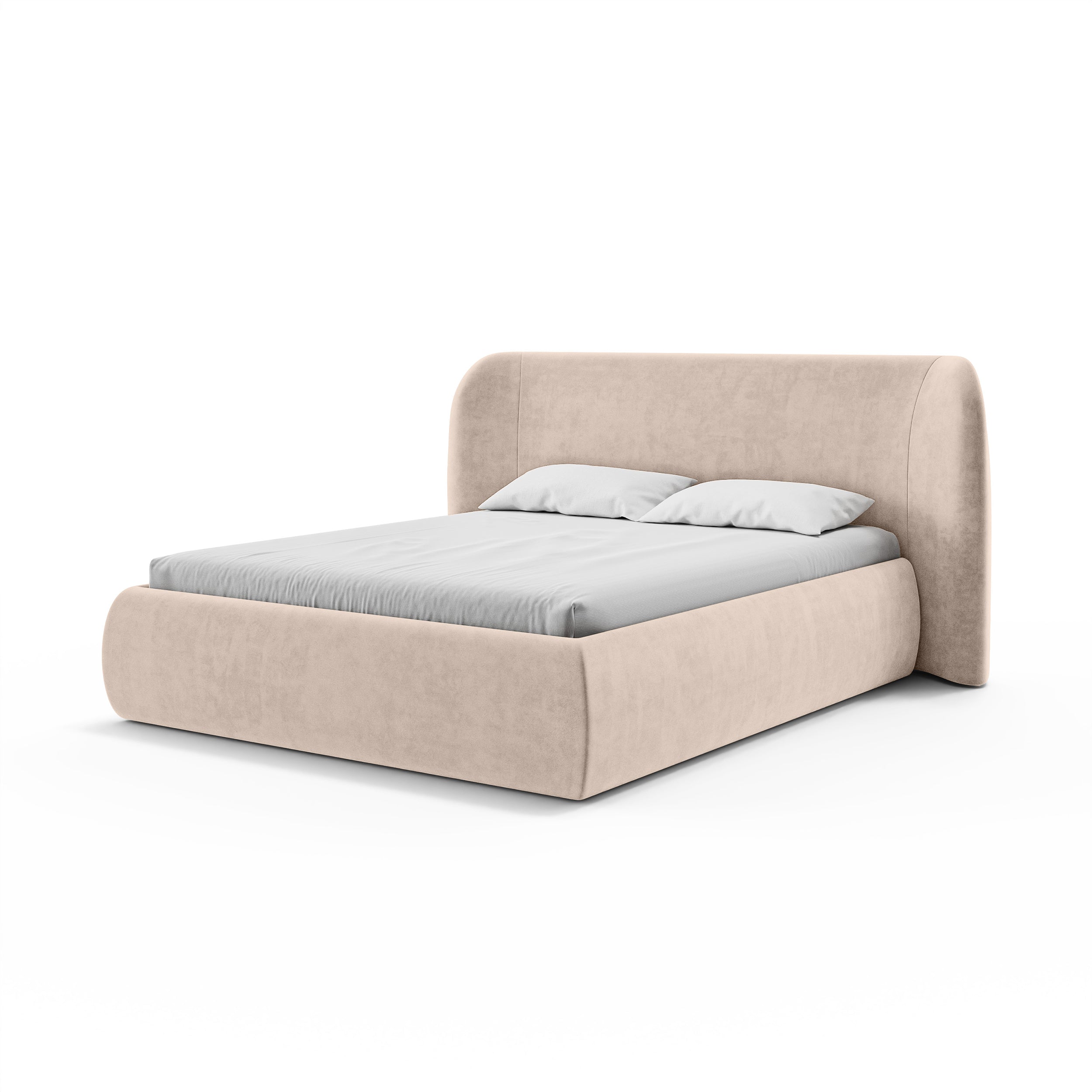 Upholstered bed with storage in a modern soft style | Frasspo