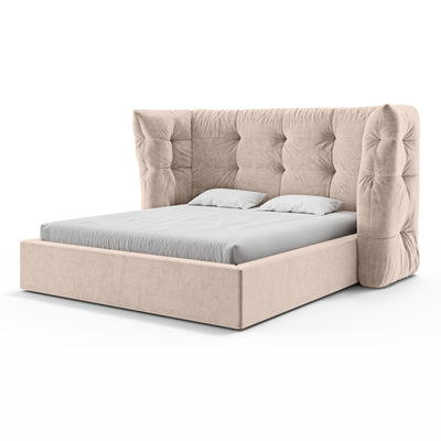 Tufted upholstered bed with storage in a glamour style | Diara