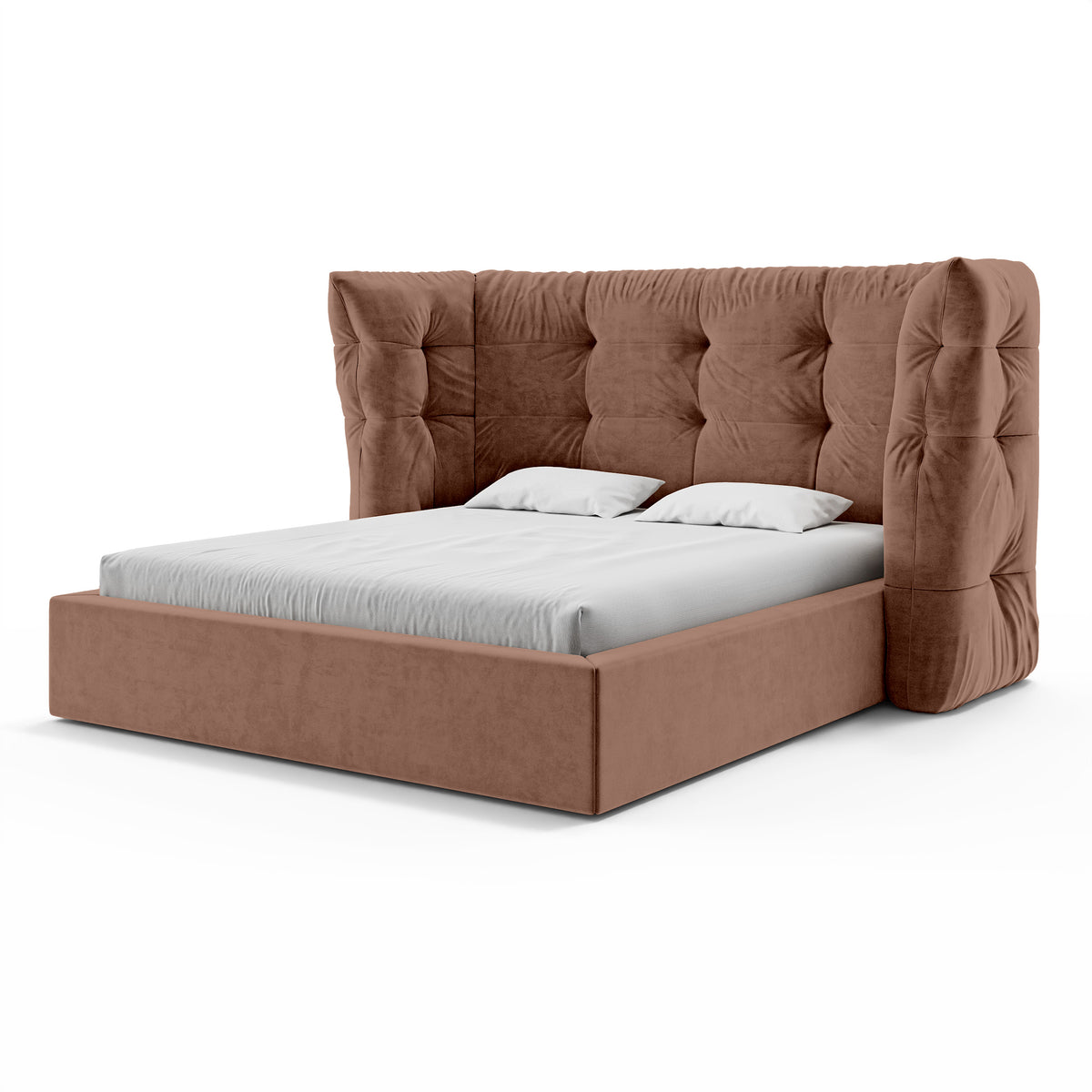 Tufted upholstered bed with storage in a glamour style | Diara